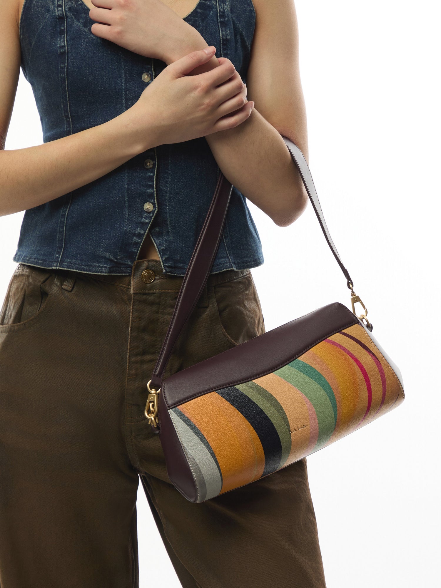 Women's 'Dusky Swirl' Leather Shoulder Bag