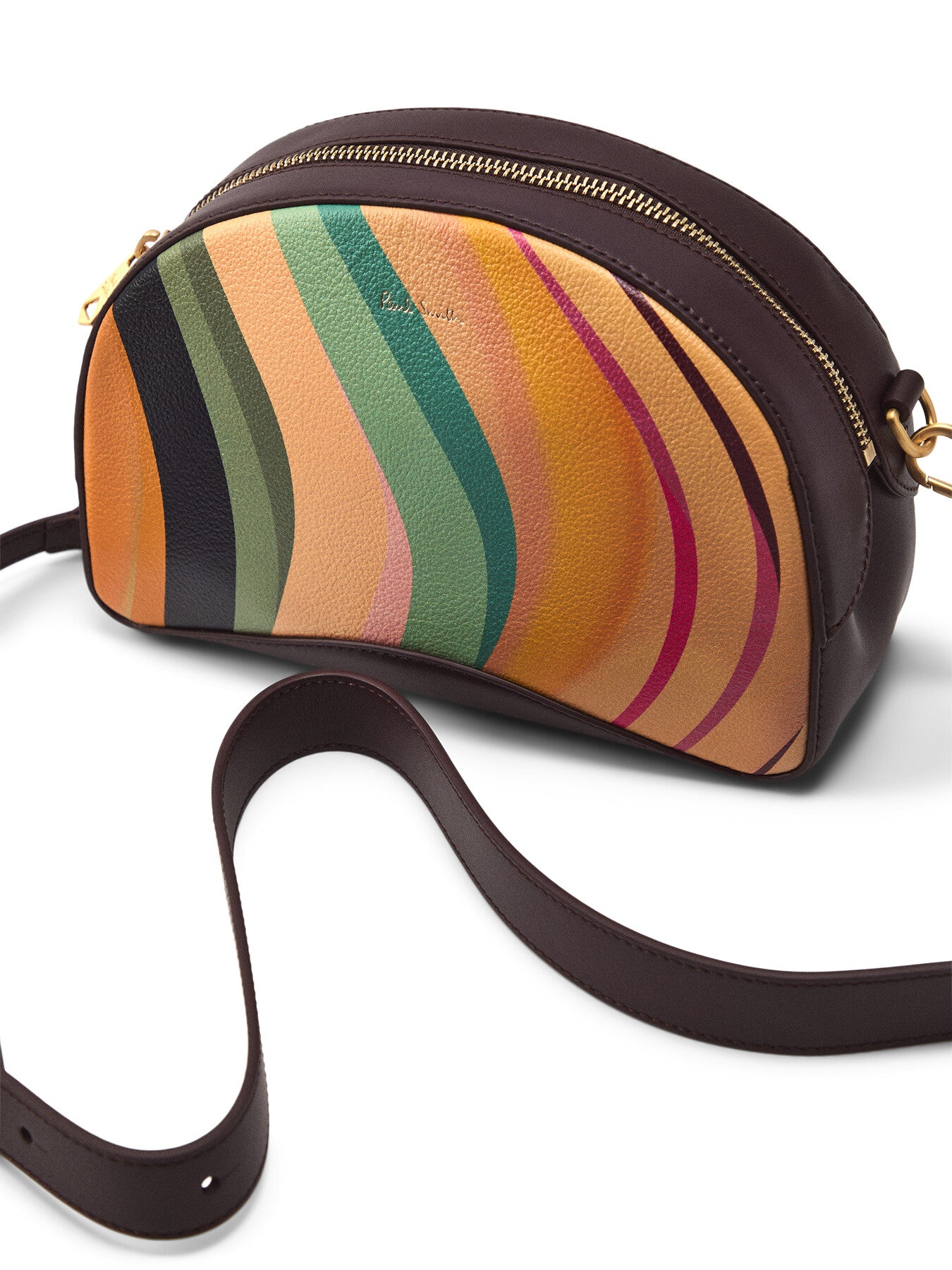 Womens Dusky Swirl Leather Curved Camera Bag