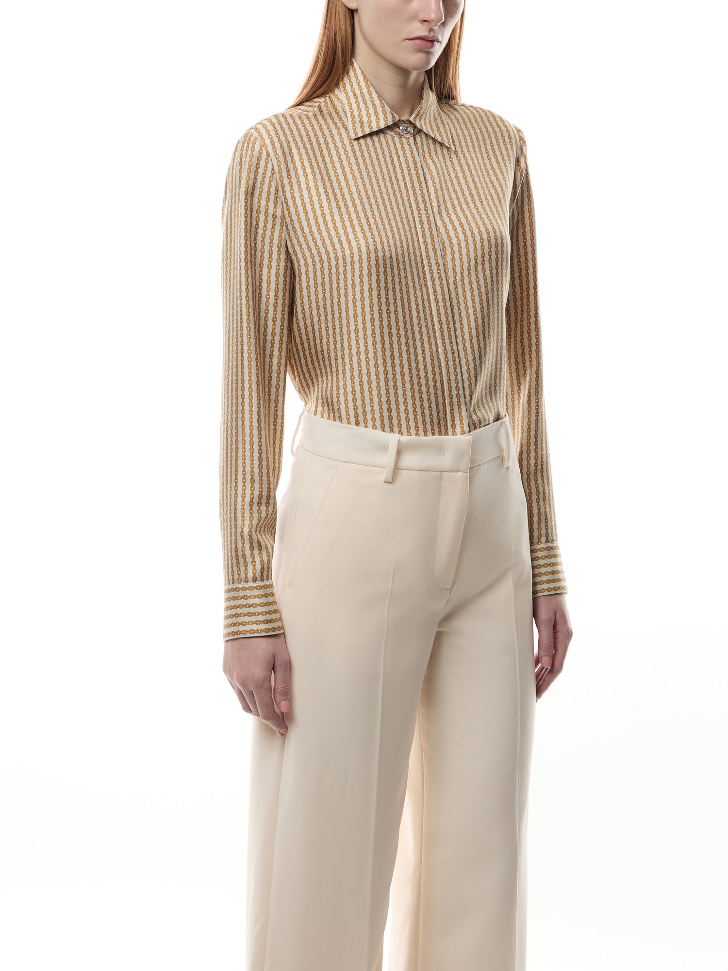 Formal Shirt Pinstripe Chain On Responsible Silk Twill