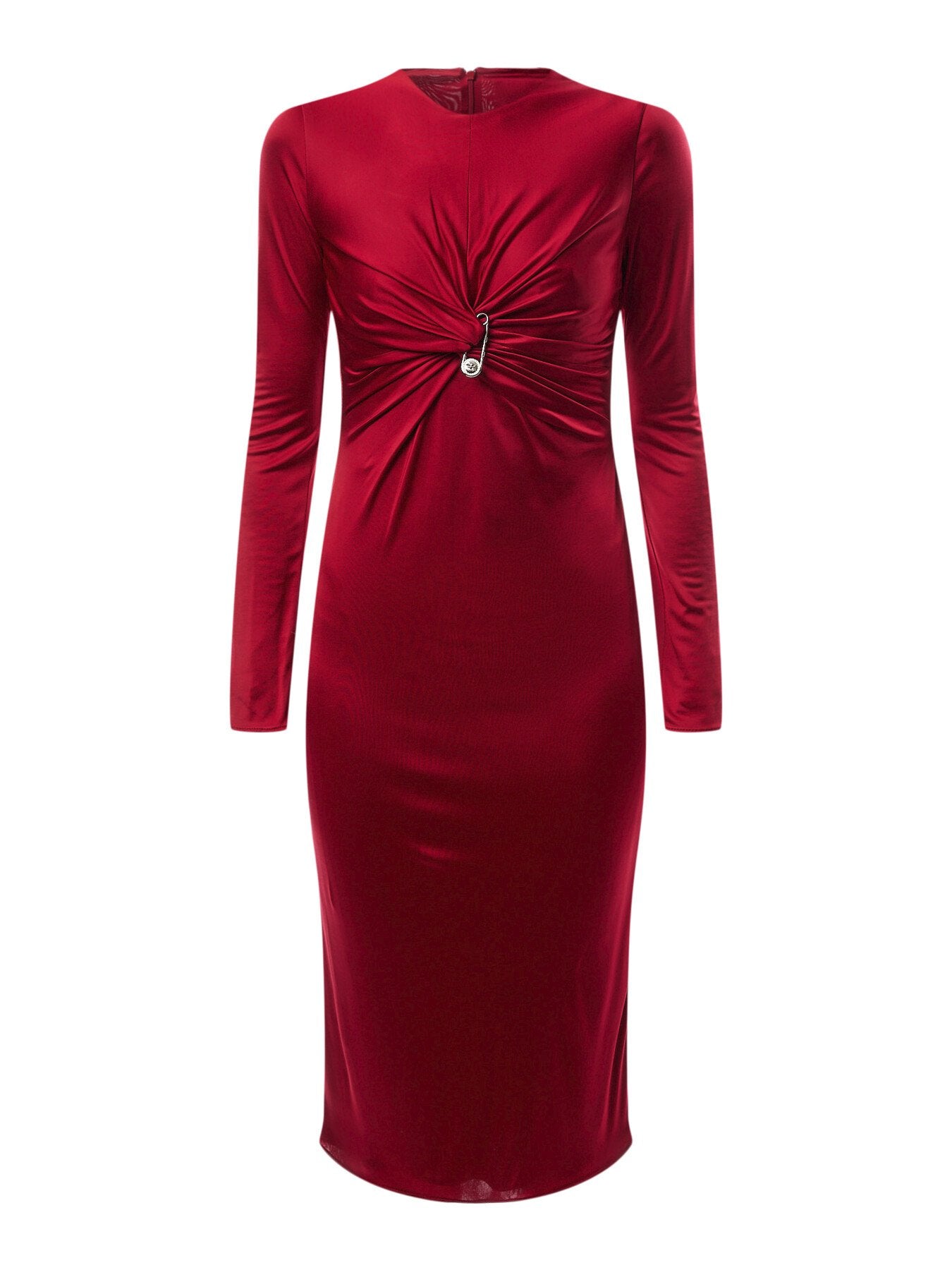 Safety Pin Gathered Fitted Midi Dress