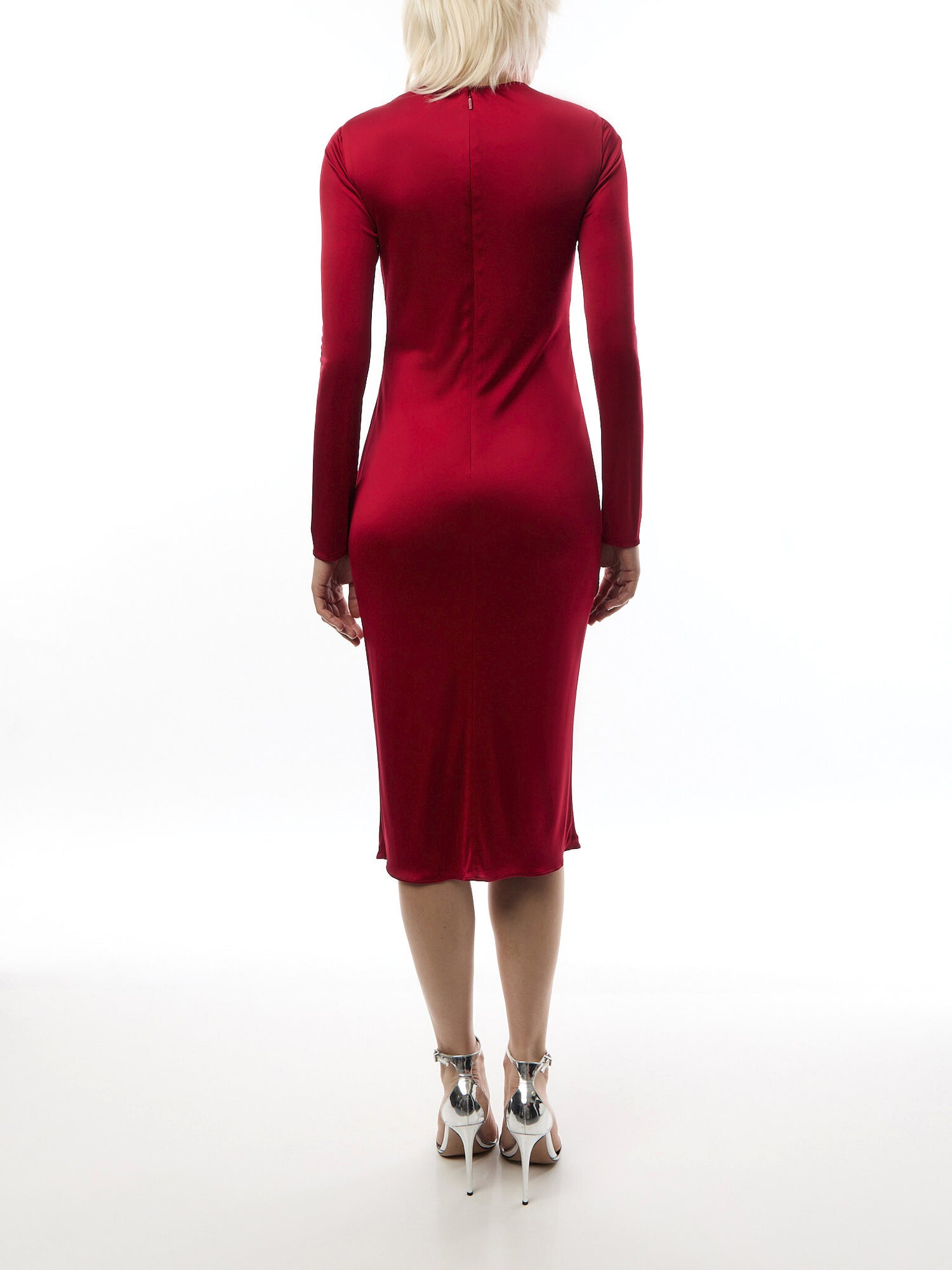 Safety Pin Gathered Fitted Midi Dress