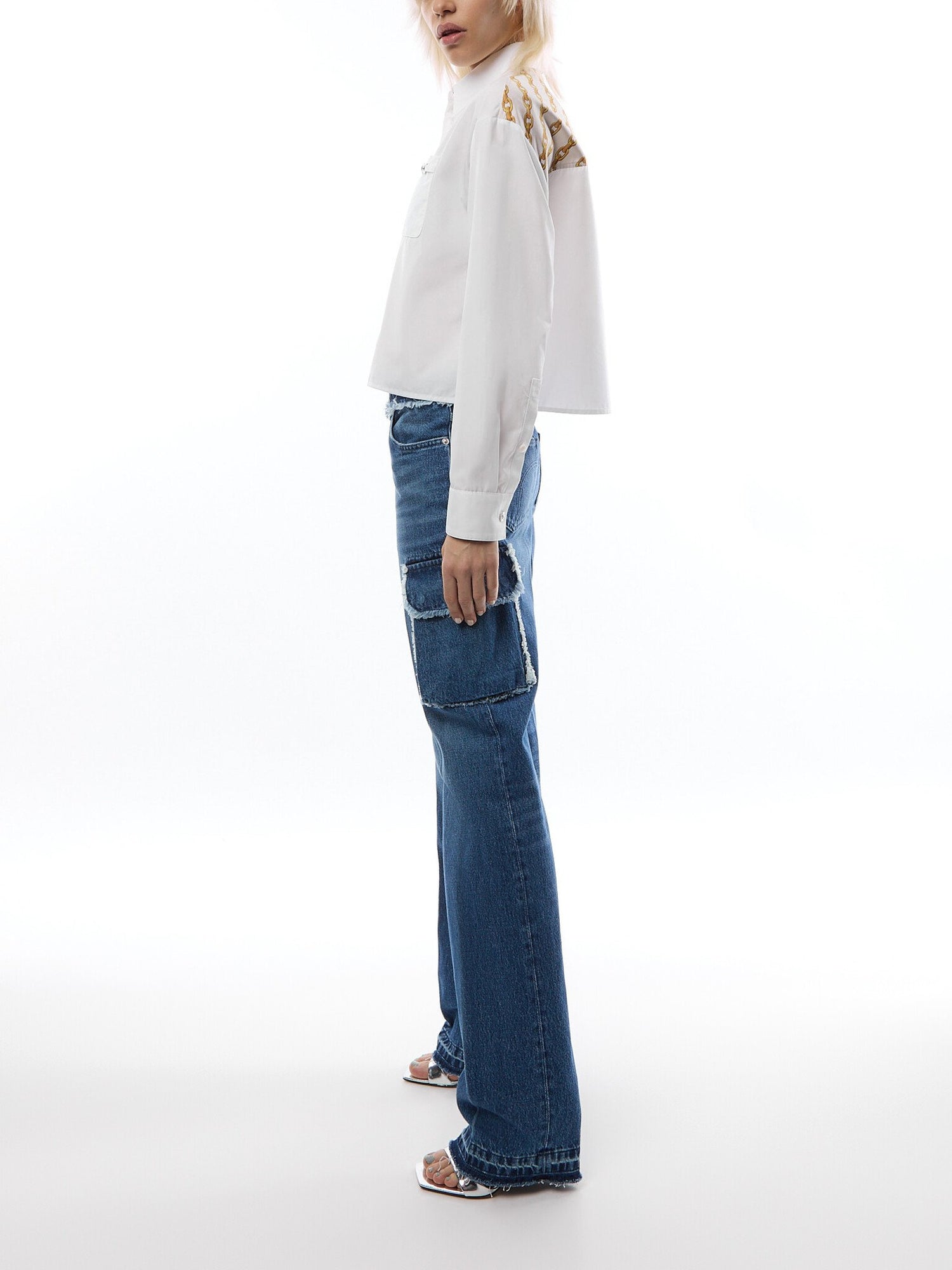 Frayed Cargo Jeans