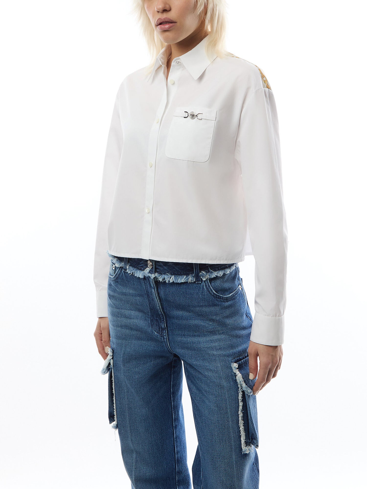 Chain Stripes Crop Boxy Shirt