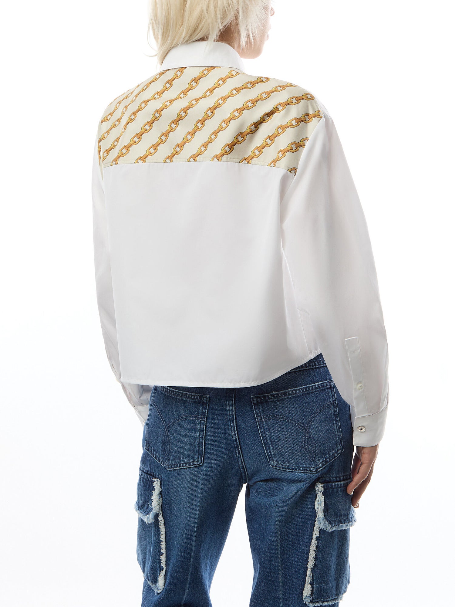 Chain Stripes Crop Boxy Shirt