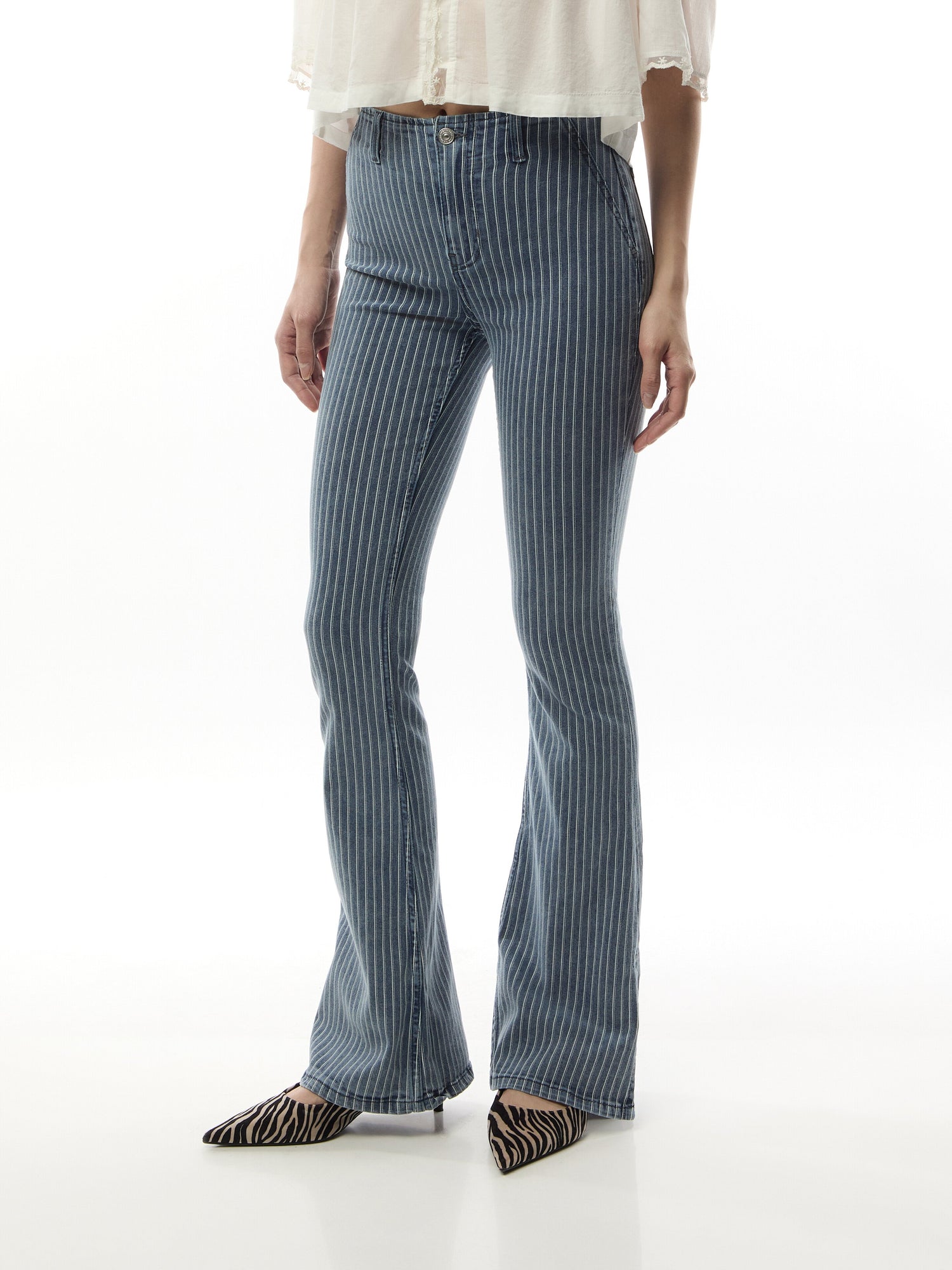 We The Free Level Up Stripe Slim Flare Jeans