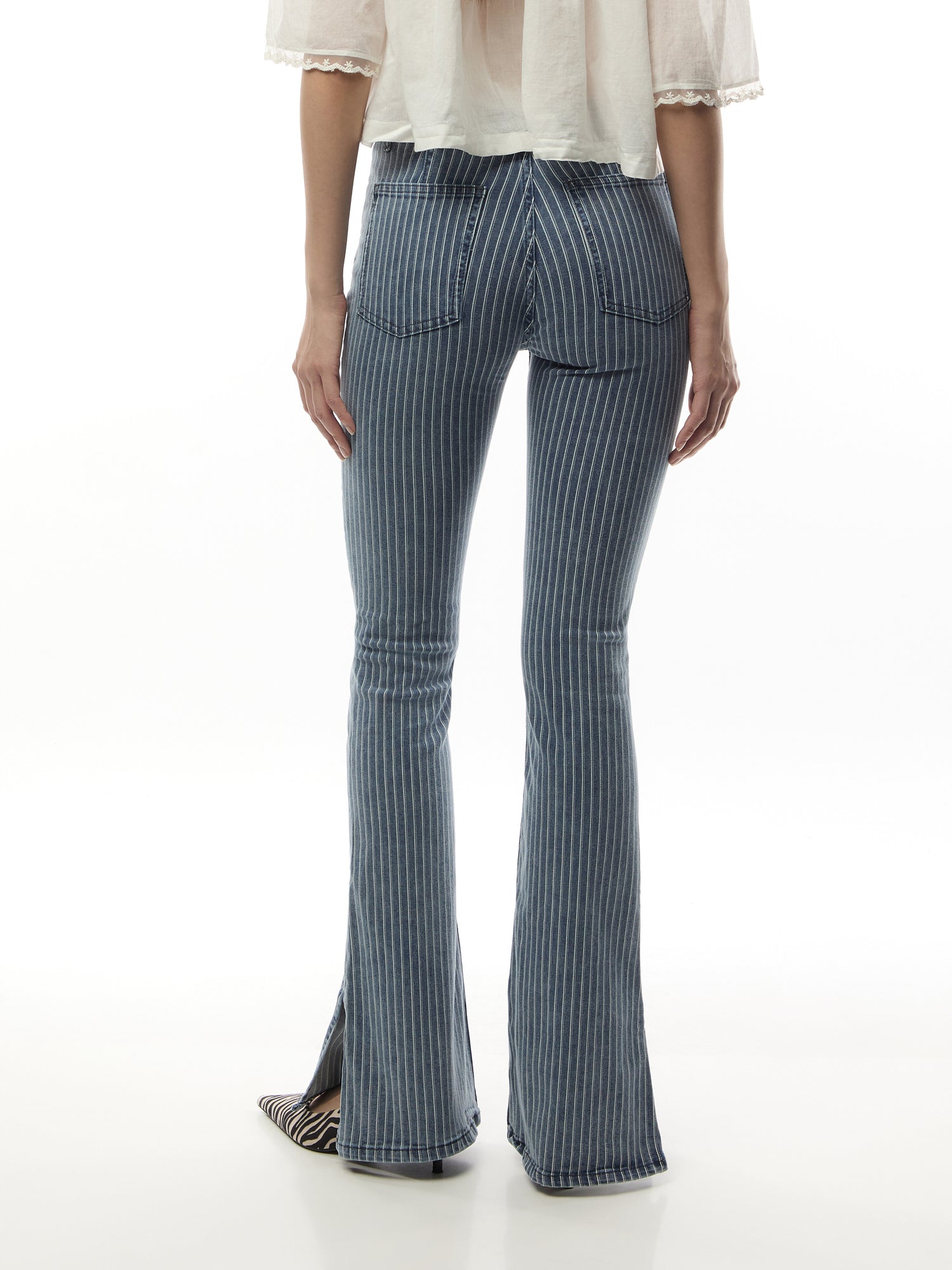 We The Free Level Up Stripe Slim Flare Jeans