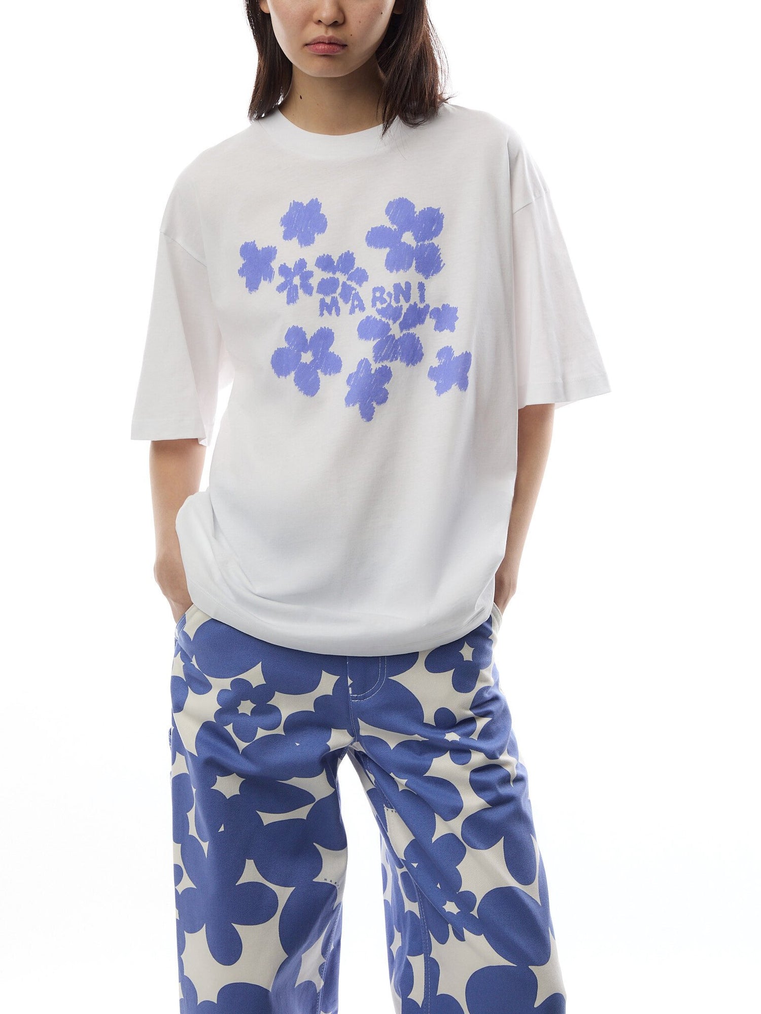 Marni Tee with Logo Floral Print
