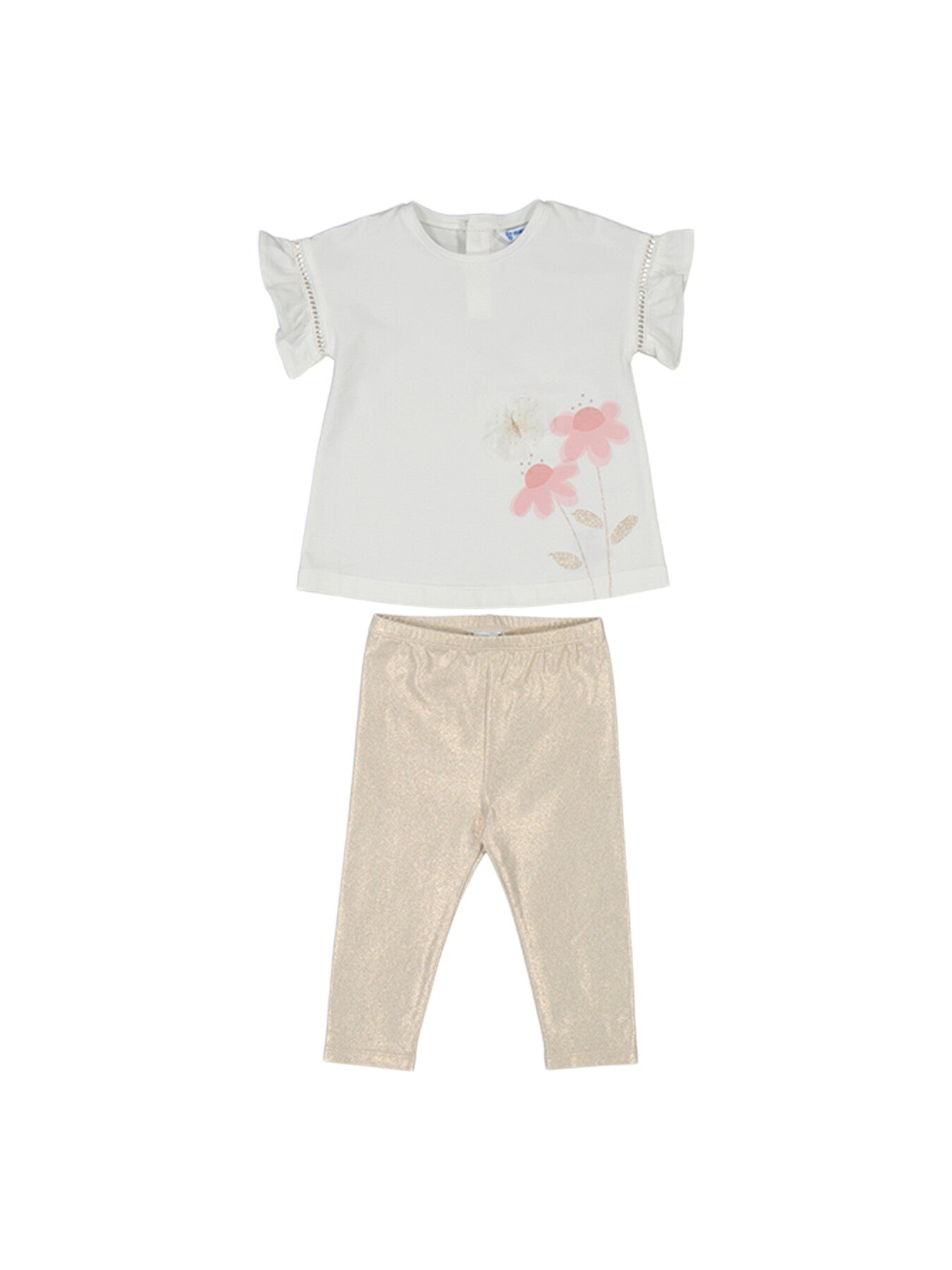 Flower Tee Gold Leggings Set