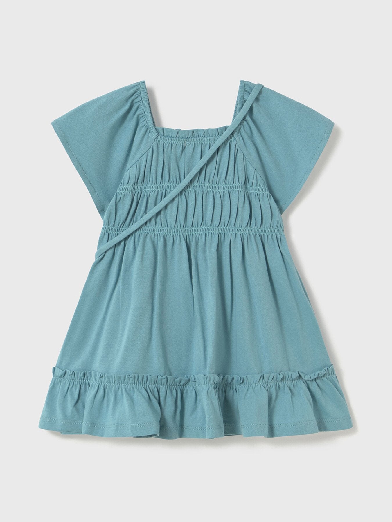 Blue Dress with butterfly bag