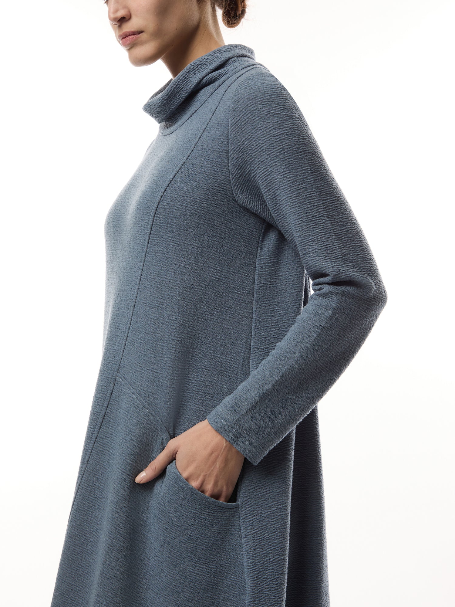 Double Crinkle Cowl Neck Jersey Dress