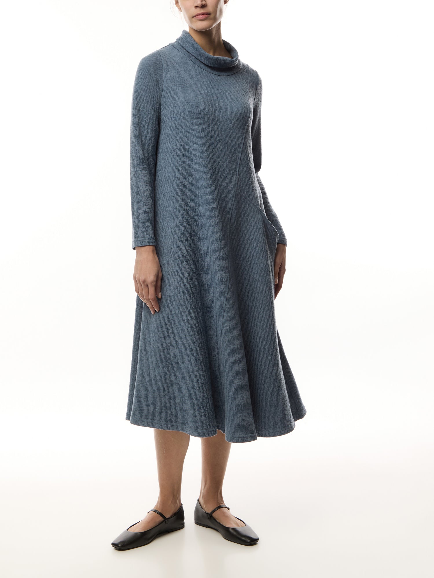 Double Crinkle Cowl Neck Jersey Dress