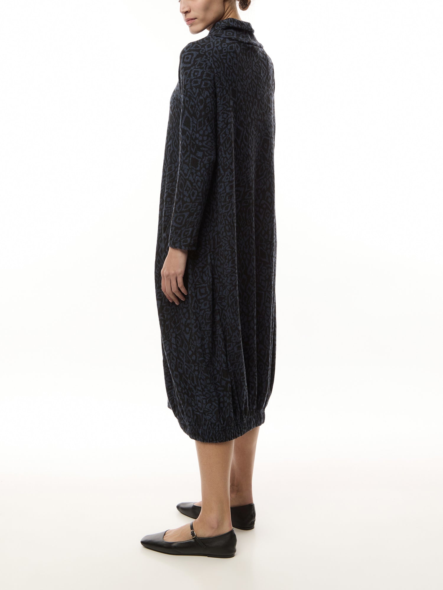 Textured Allover Ikat Jersey Drawstring Dress