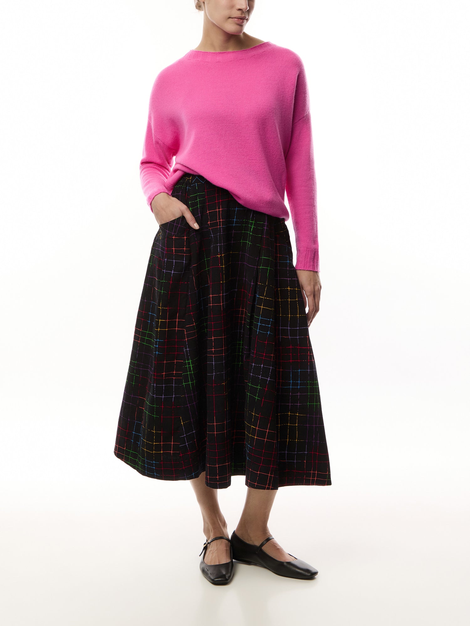 Stitched Check Skirt
