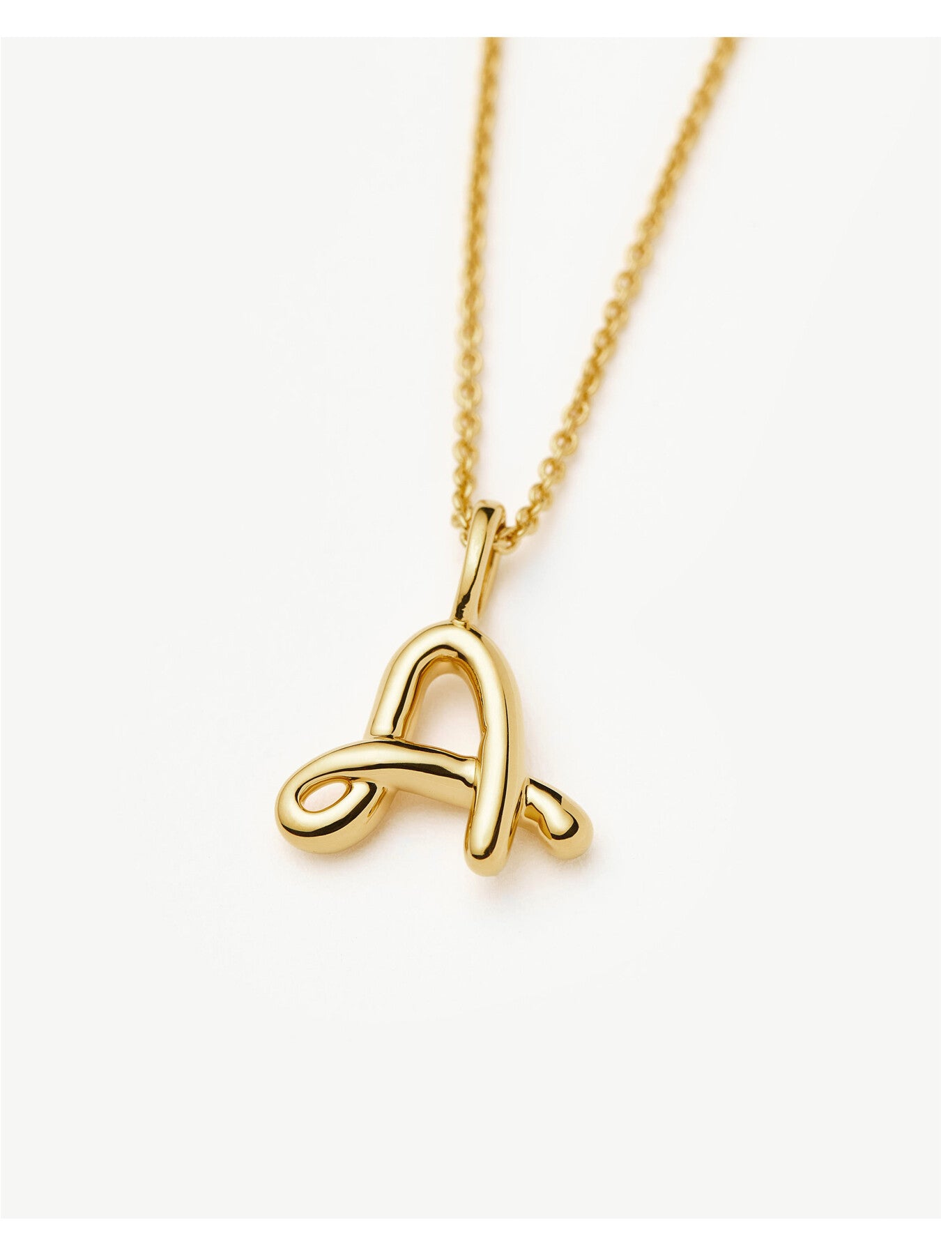 Curly Molten Mini Initial A Pendant Necklace
