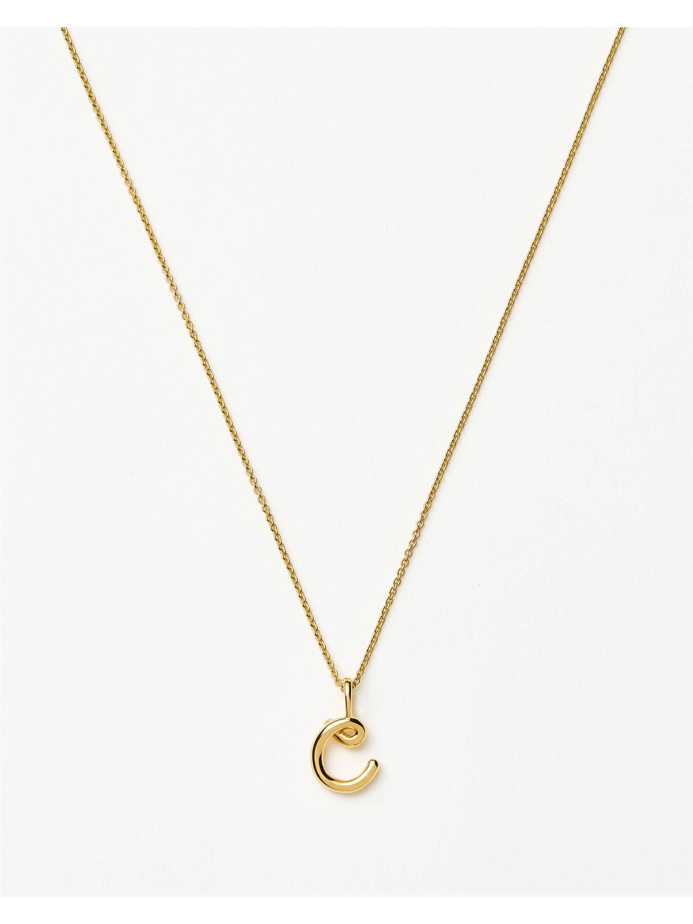 Curly Molten Mini Initial C Pendant Necklace
