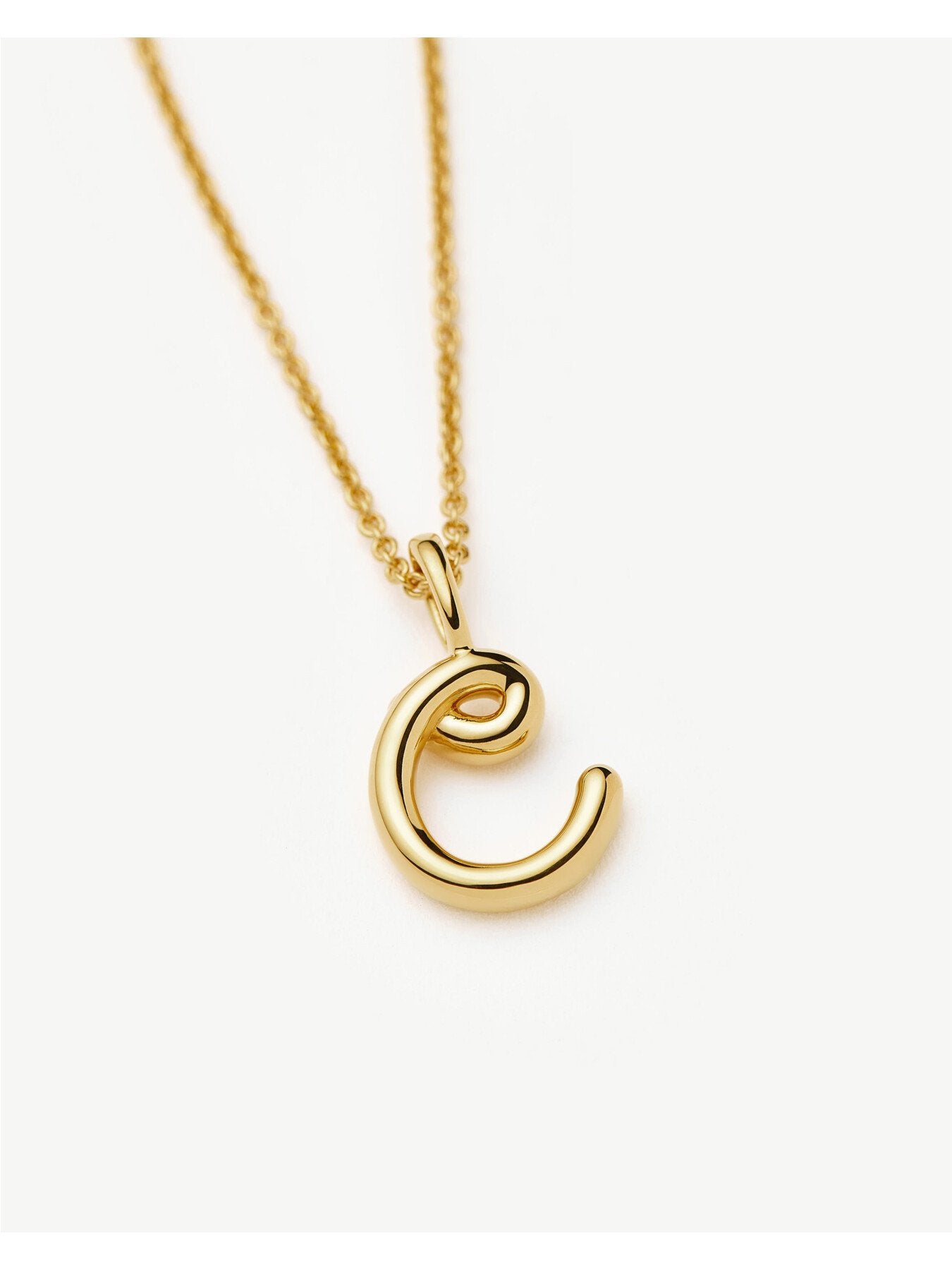 Curly Molten Mini Initial C Pendant Necklace