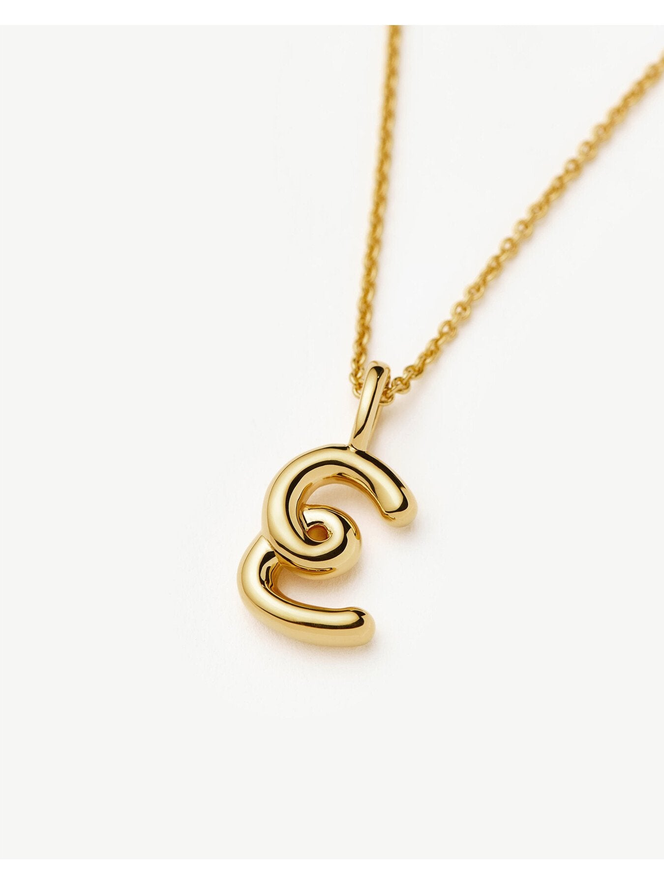 Curly Molten Mini Initial E Pendant Necklace