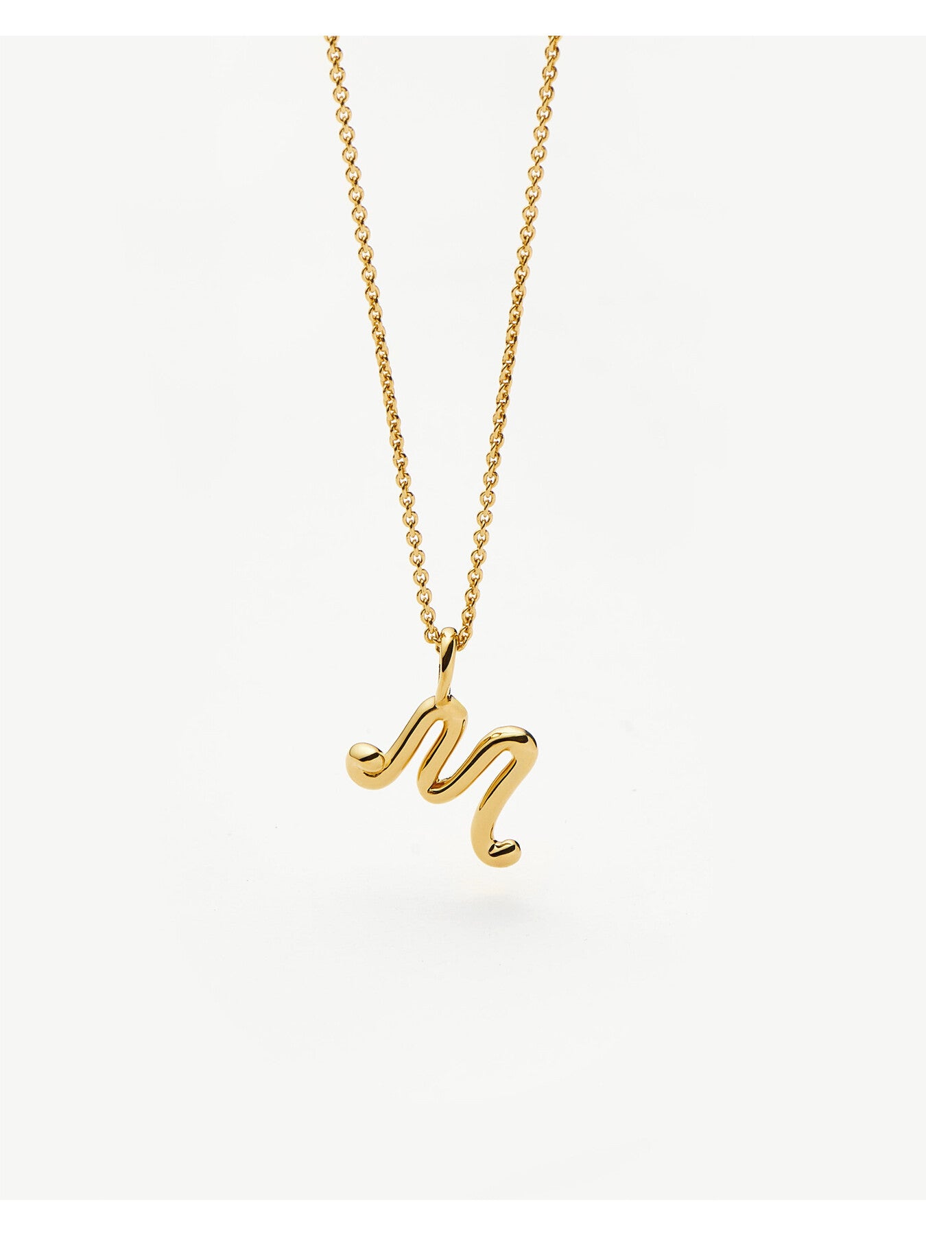 Curly Molten Mini Initial M Pendant Necklace
