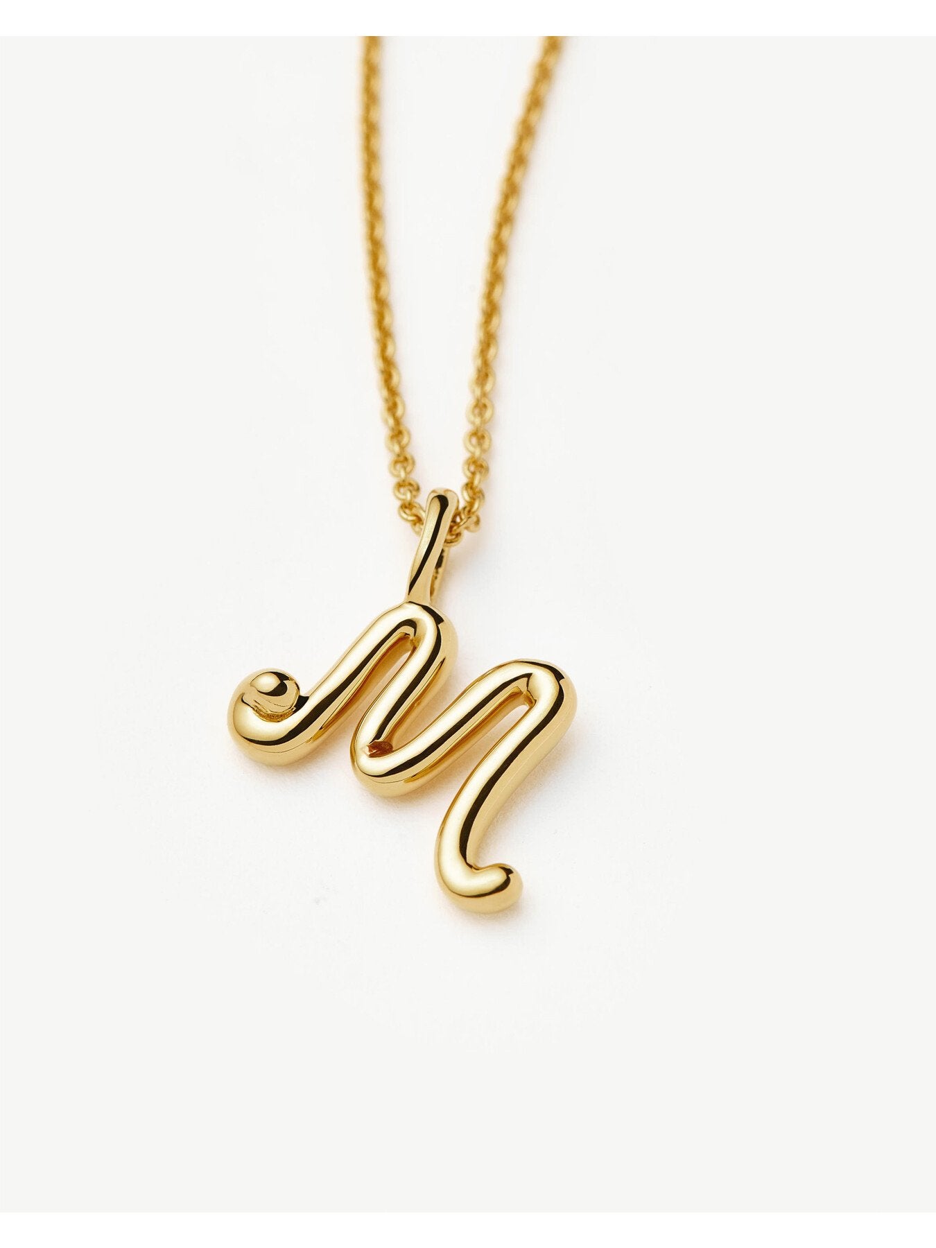 Curly Molten Mini Initial M Pendant Necklace