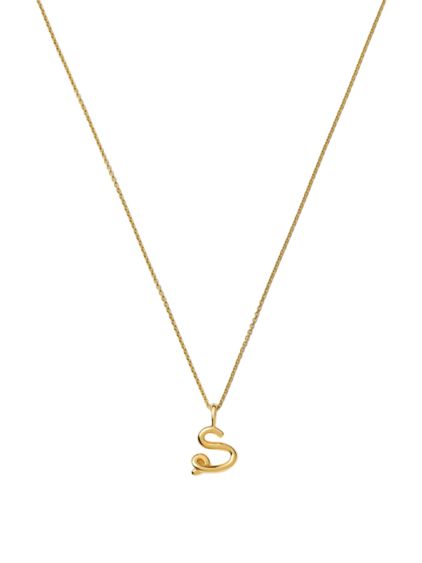 Curly Molten Mini Initial S Pendant Necklace