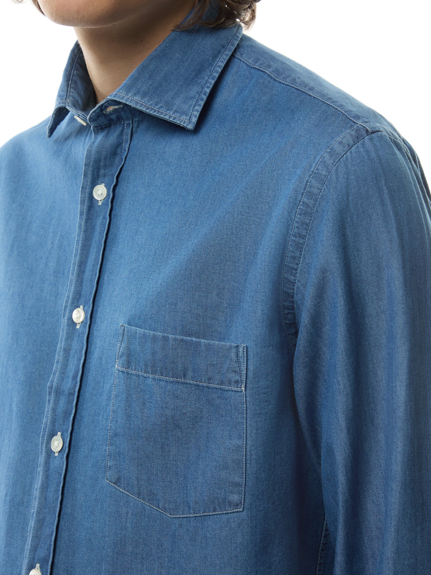 Indigo Light Denim Paul Pat Men Woven Shirt