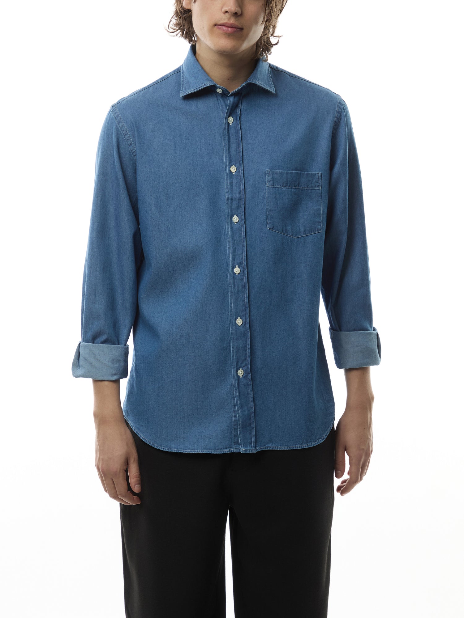 Indigo Light Denim Paul Pat Men Woven Shirt