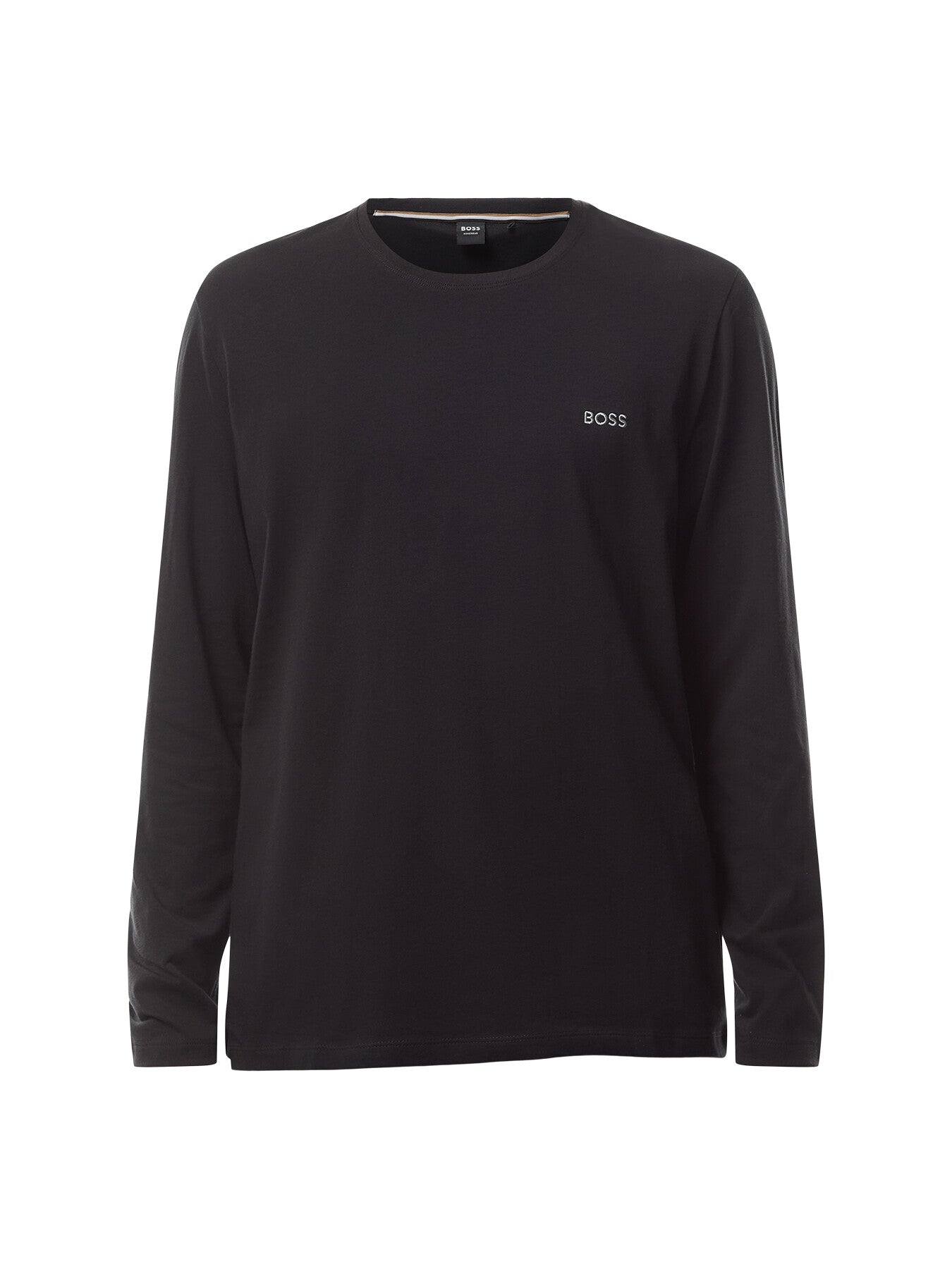 Embroidered Logo Long Sleeve Stretch Cotton T Shirt