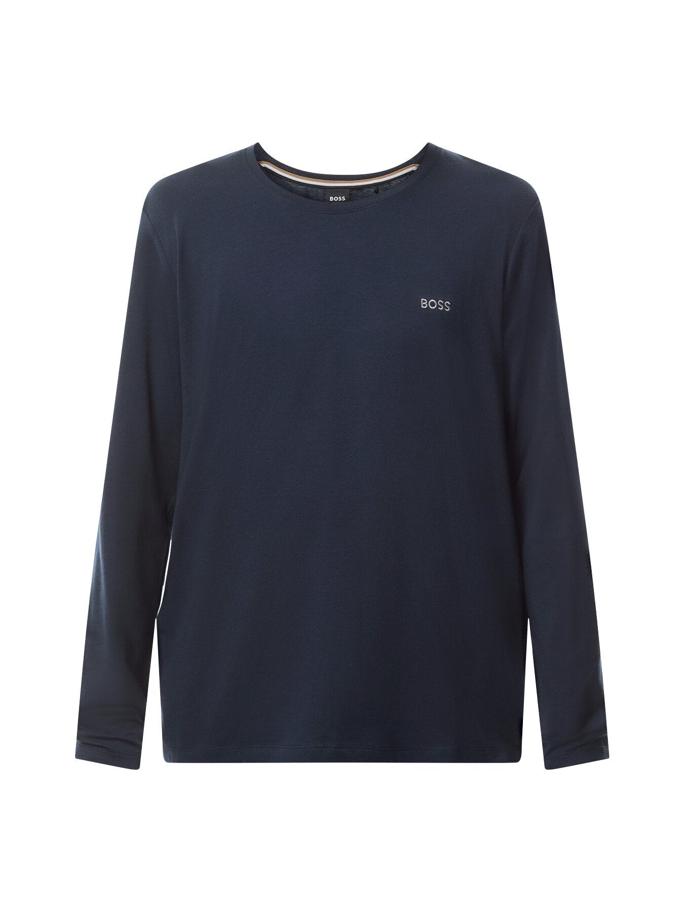 Embroidered Logo Long Sleeve Stretch Cotton T Shirt