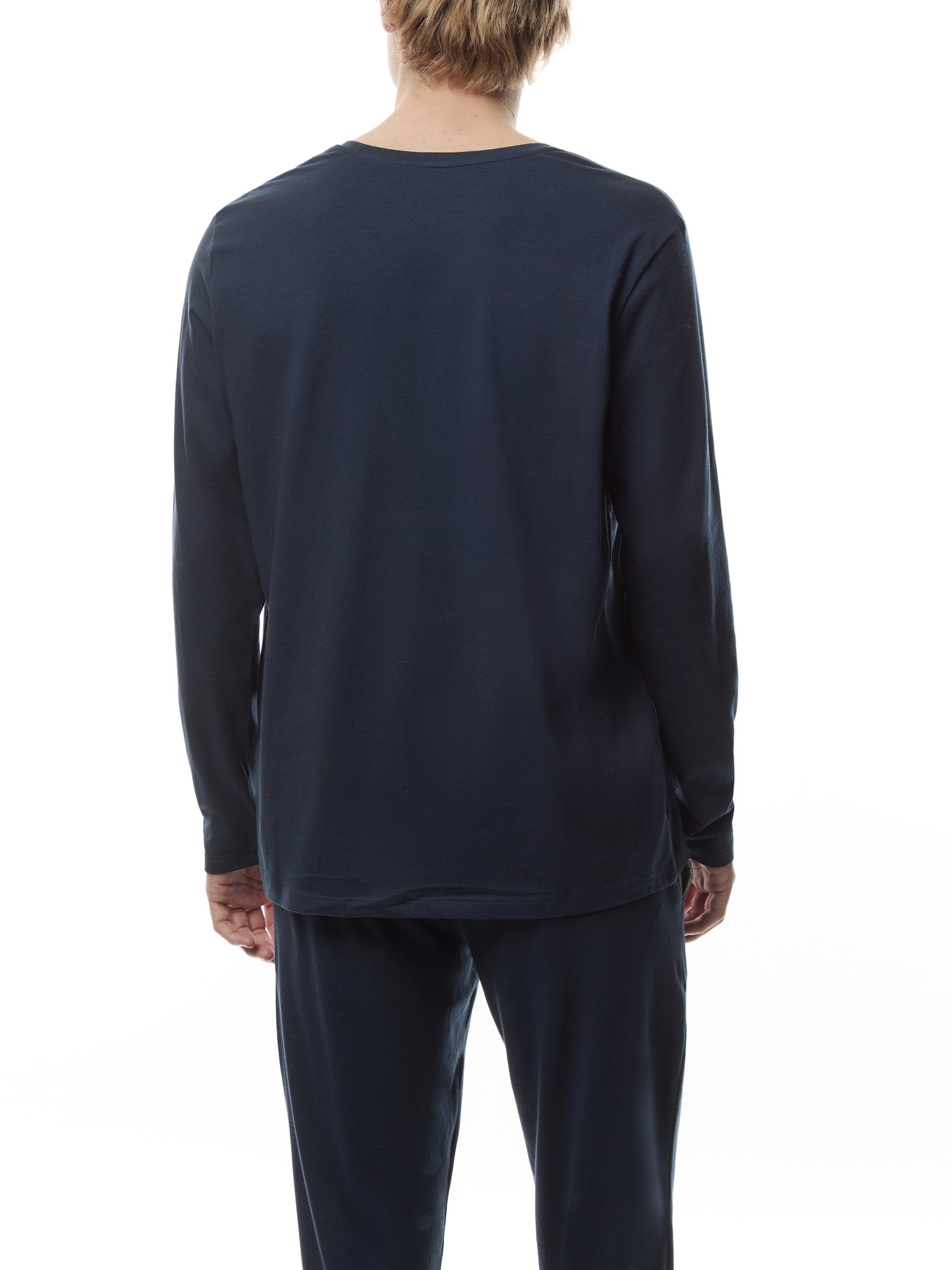 Embroidered Logo Long Sleeve Stretch Cotton T Shirt