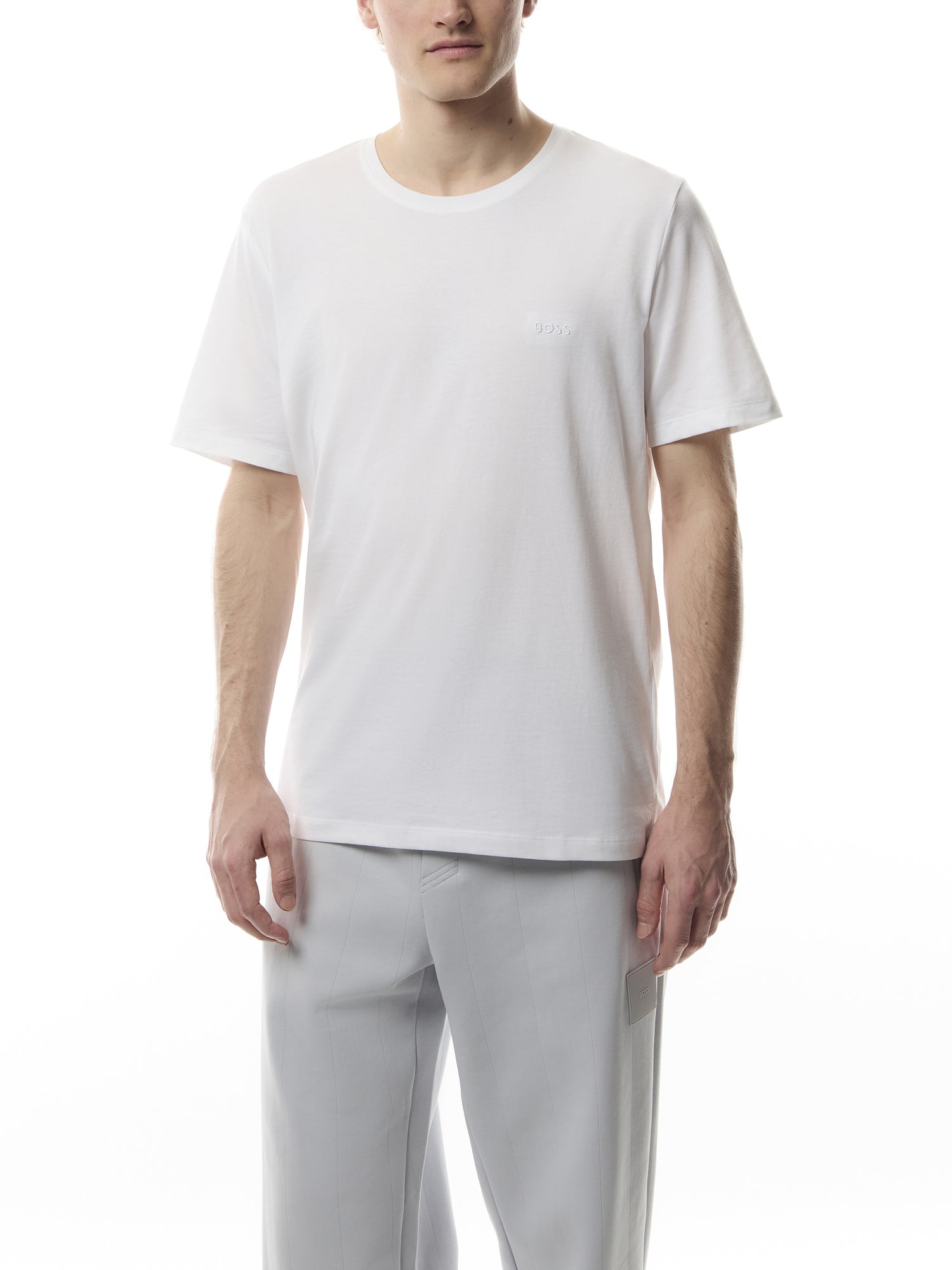 Embroidered Logo Short Sleeve Stretch Cotton T Shirt