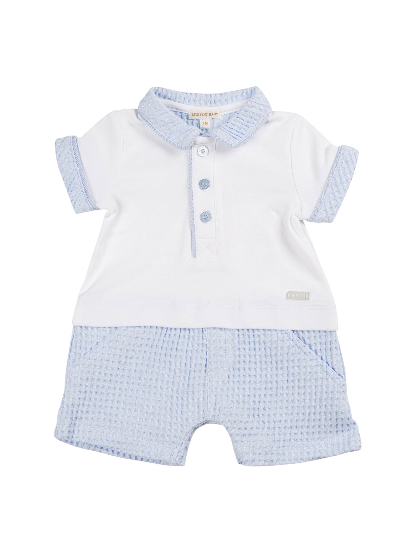 Blue Collared Waffle Romper