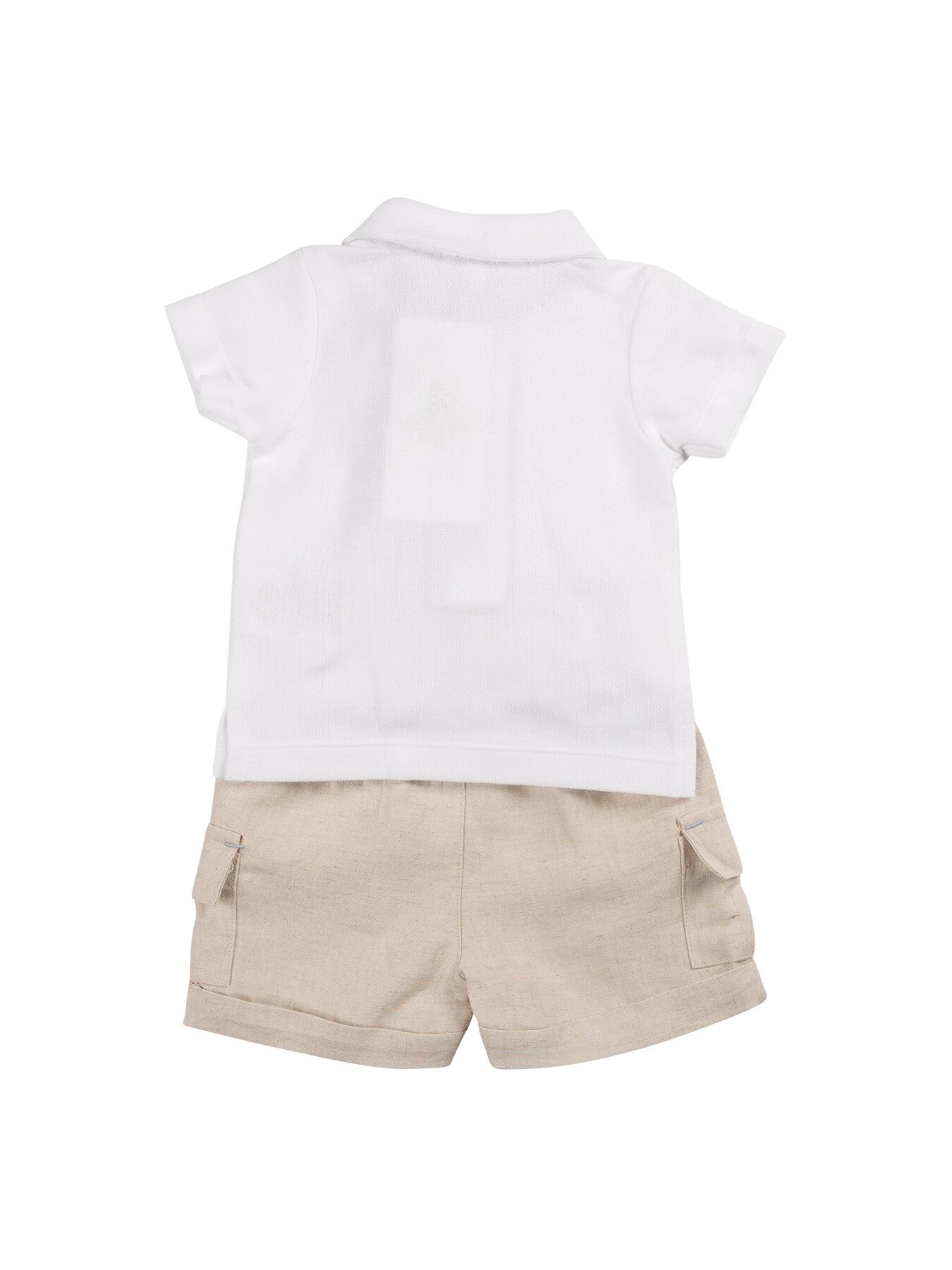 Beige Cargo Polo Top & Short Set