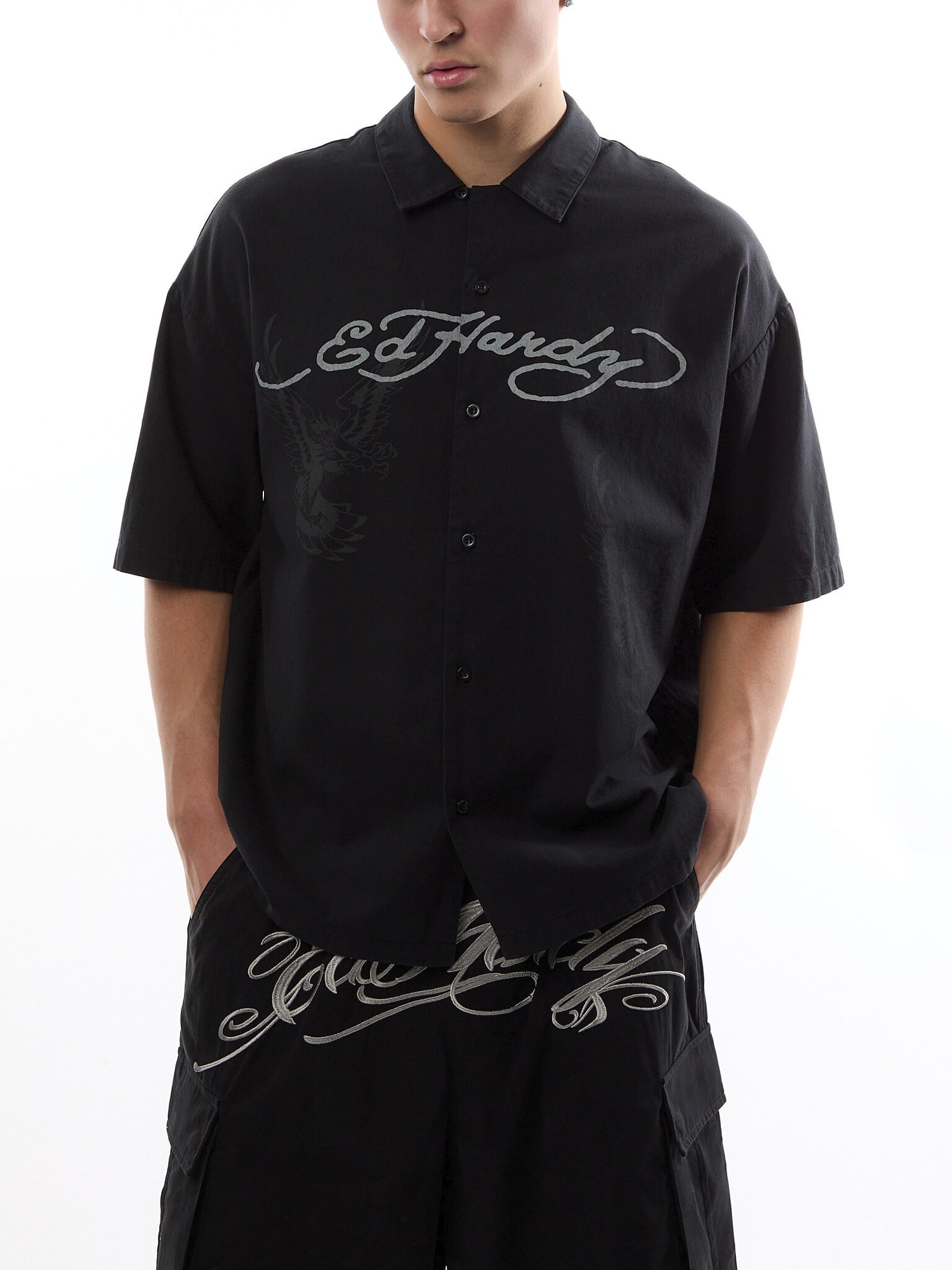 Death Before Glory Mono Printed Camp Shirt