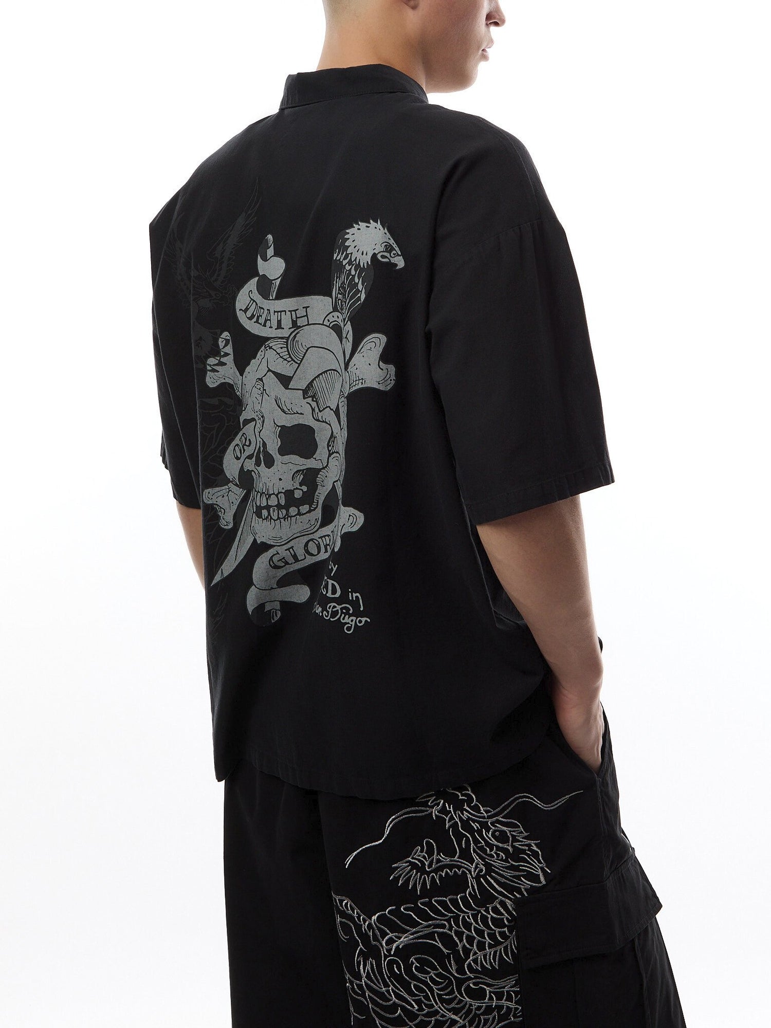Death Before Glory Mono Printed Camp Shirt