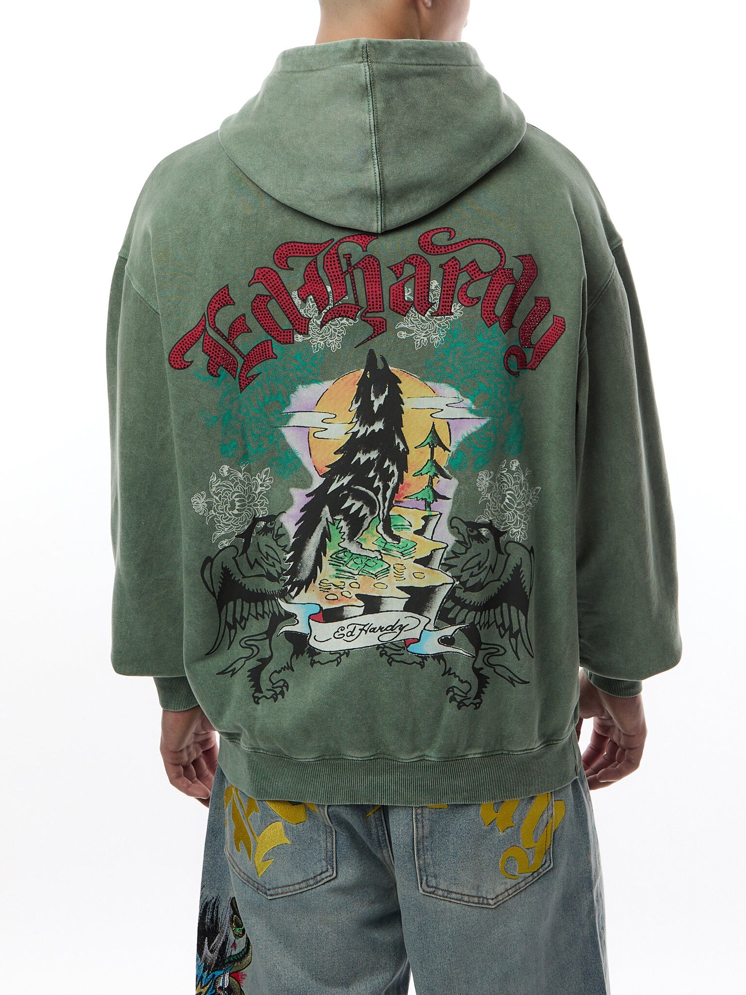 Don Wolf Eagle Panther Diamante Hoodie