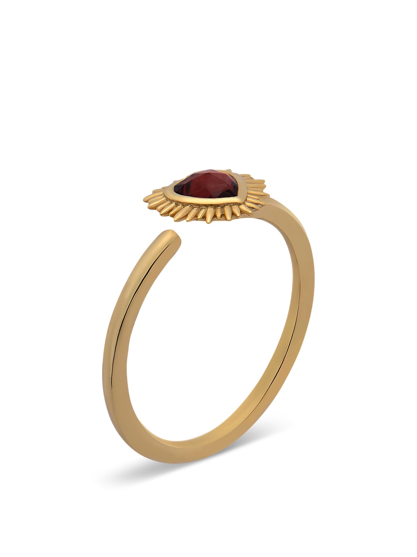 Adjustable Electric Love Mini Garnet Heart Ring
