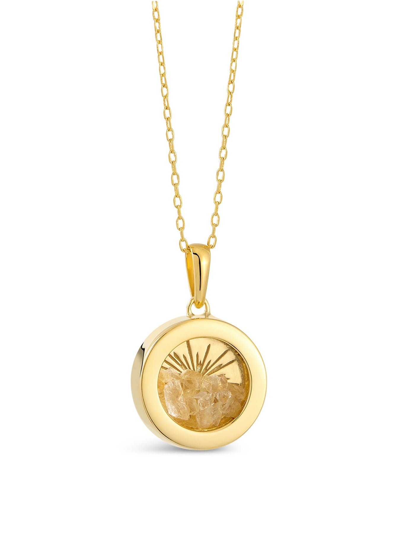 Small Deco Sun Birthstone Amulet Necklace
