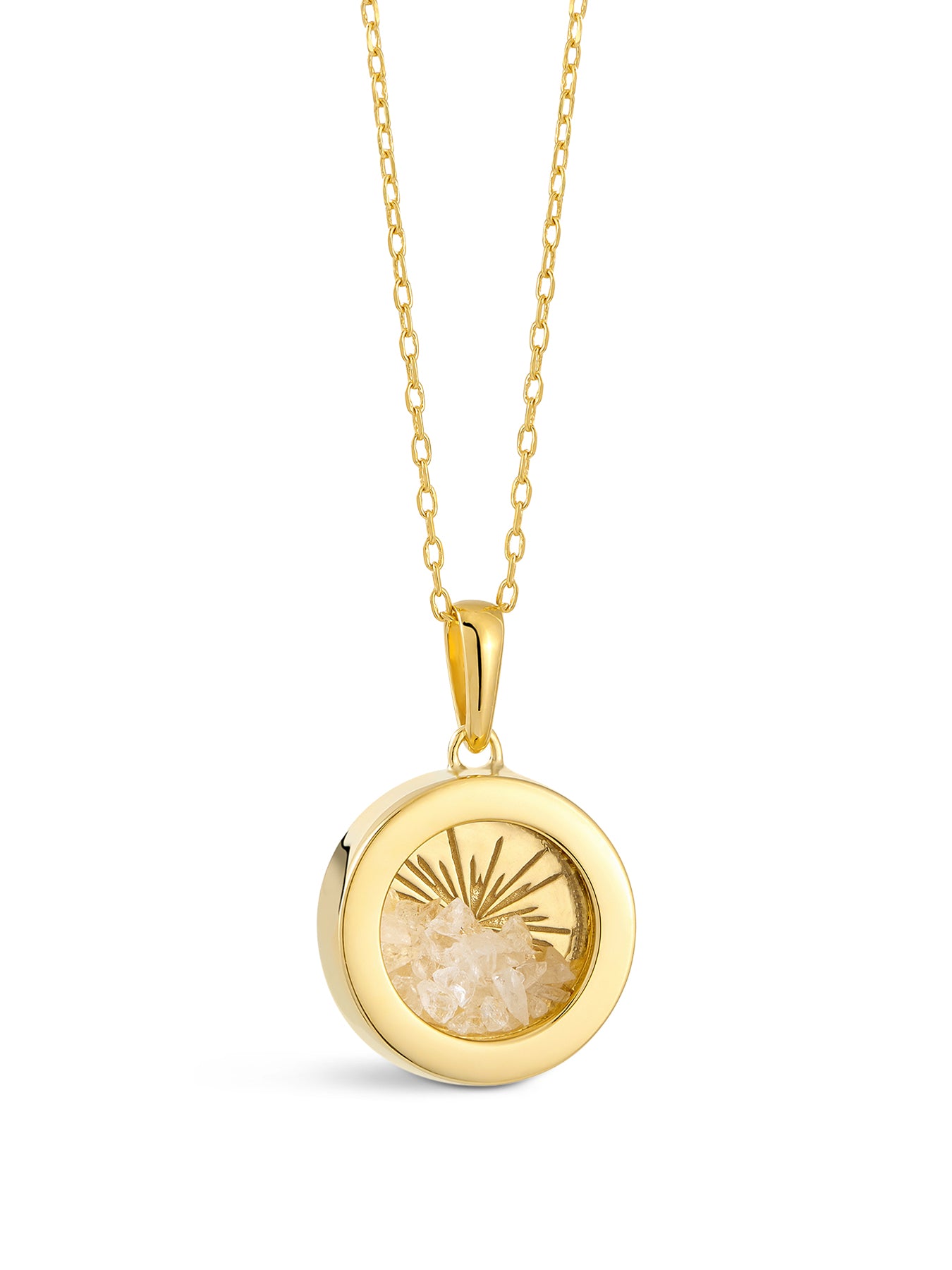 Small Deco Sun Birthstone Amulet Necklace