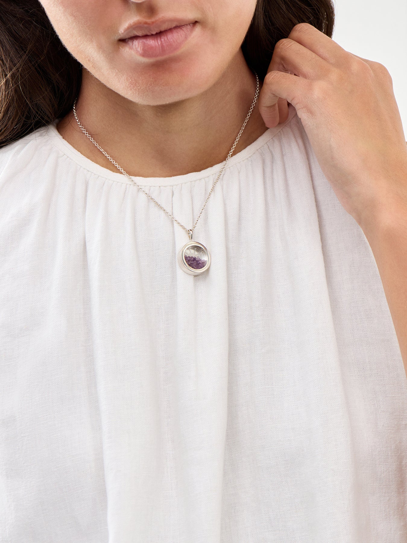 Small Deco Sun Birthstone Amulet Necklace