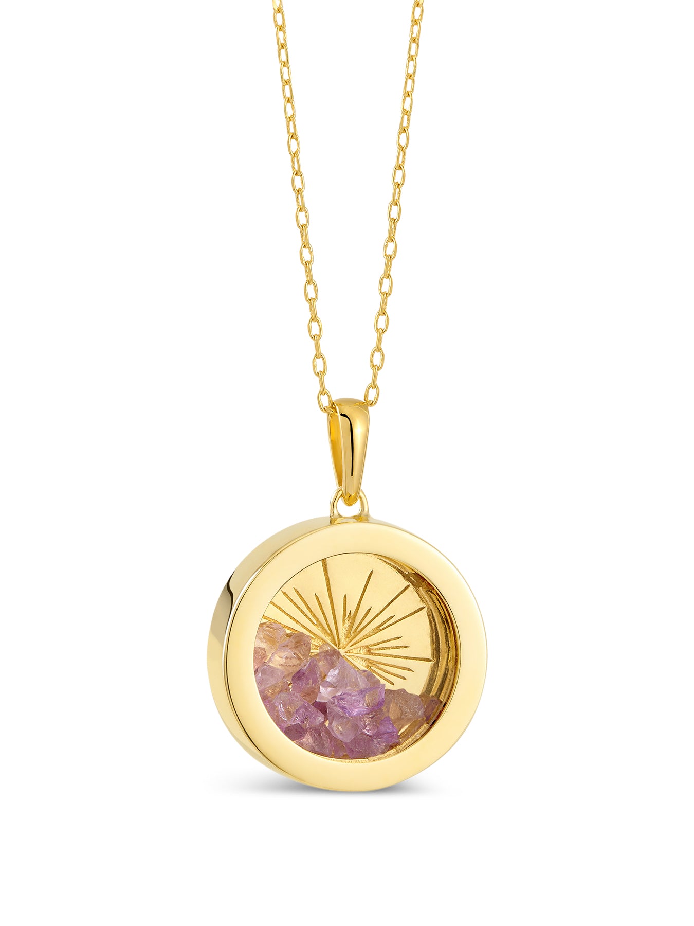 Medium Deco Sun Birthstone Amulet Necklace