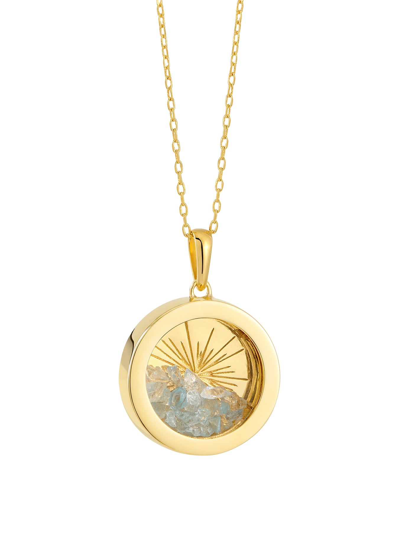 Medium Deco Sun Birthstone Amulet Necklace