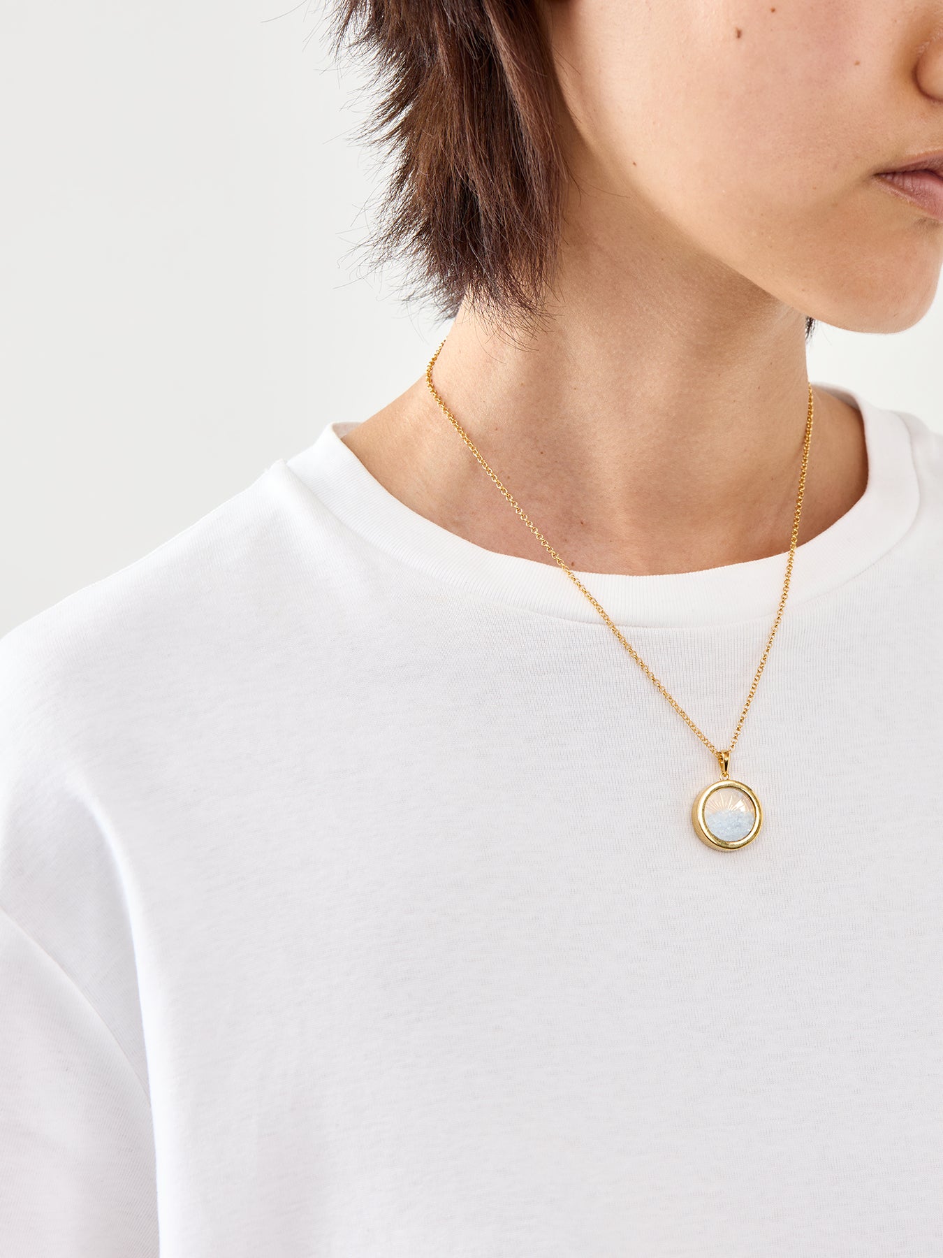 Medium Deco Sun Birthstone Amulet Necklace