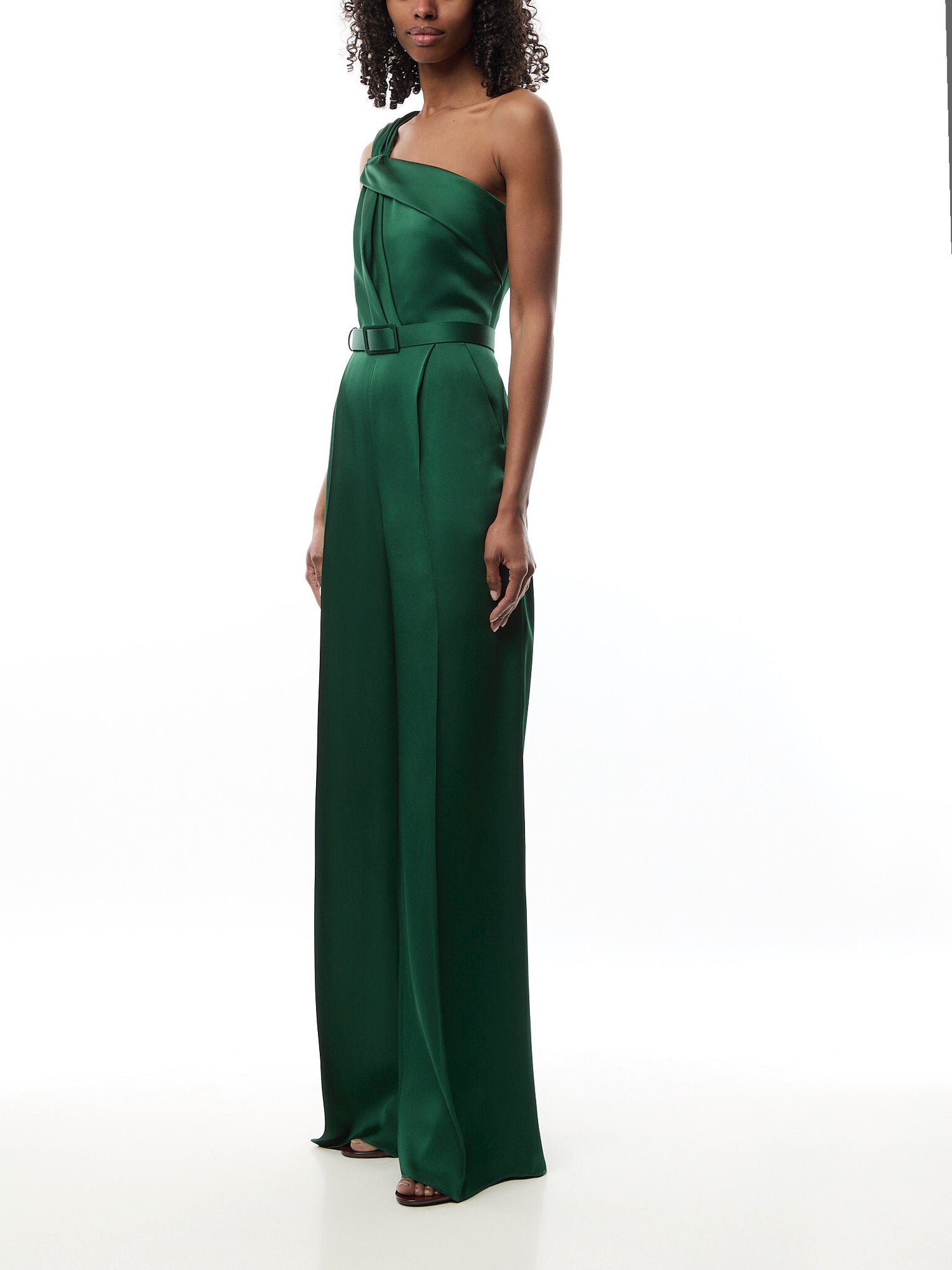 Gioire One Shoulder Jumpsuit Green