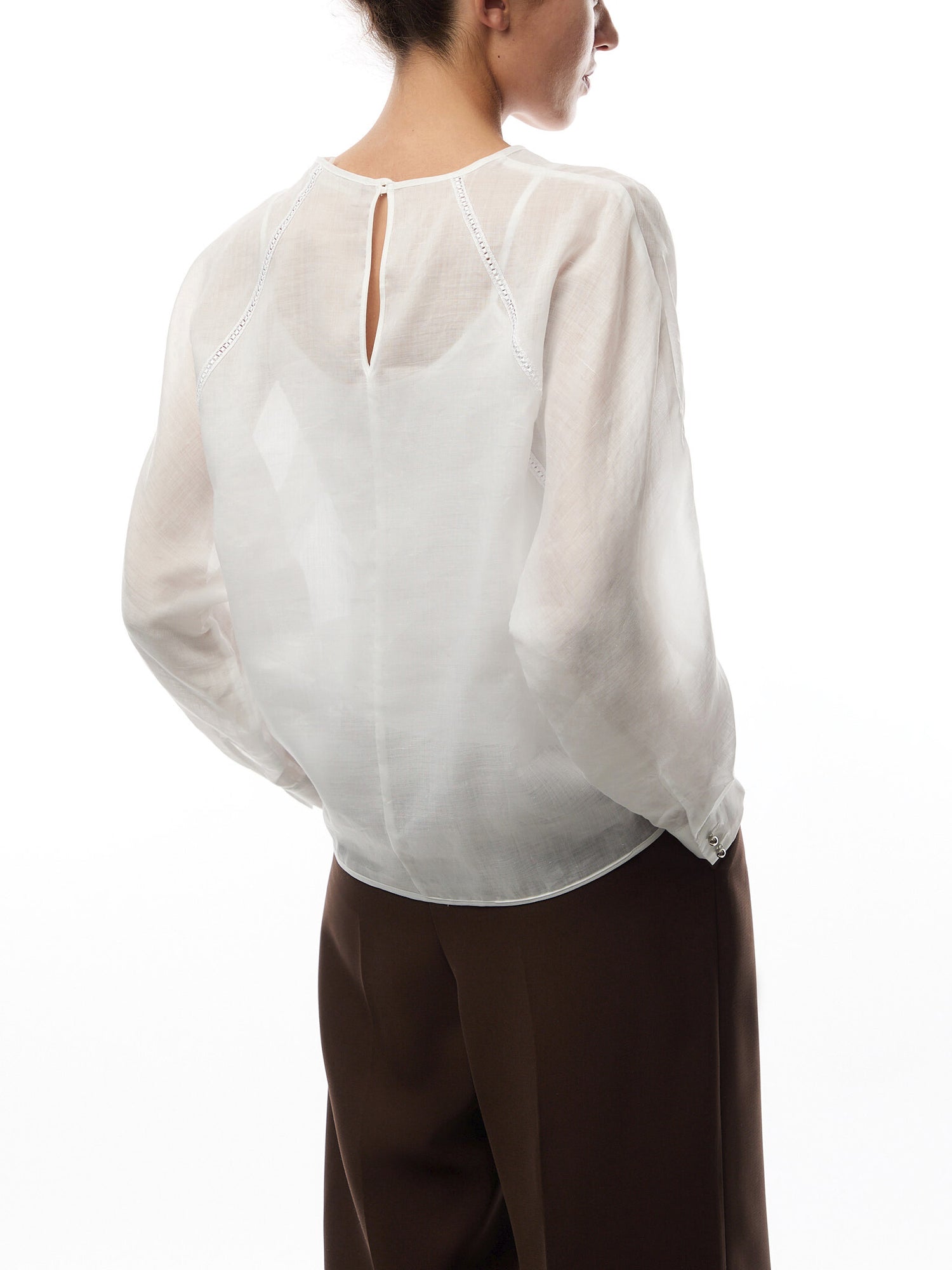 Edile Ramie Long Sleeve Top With Cami White