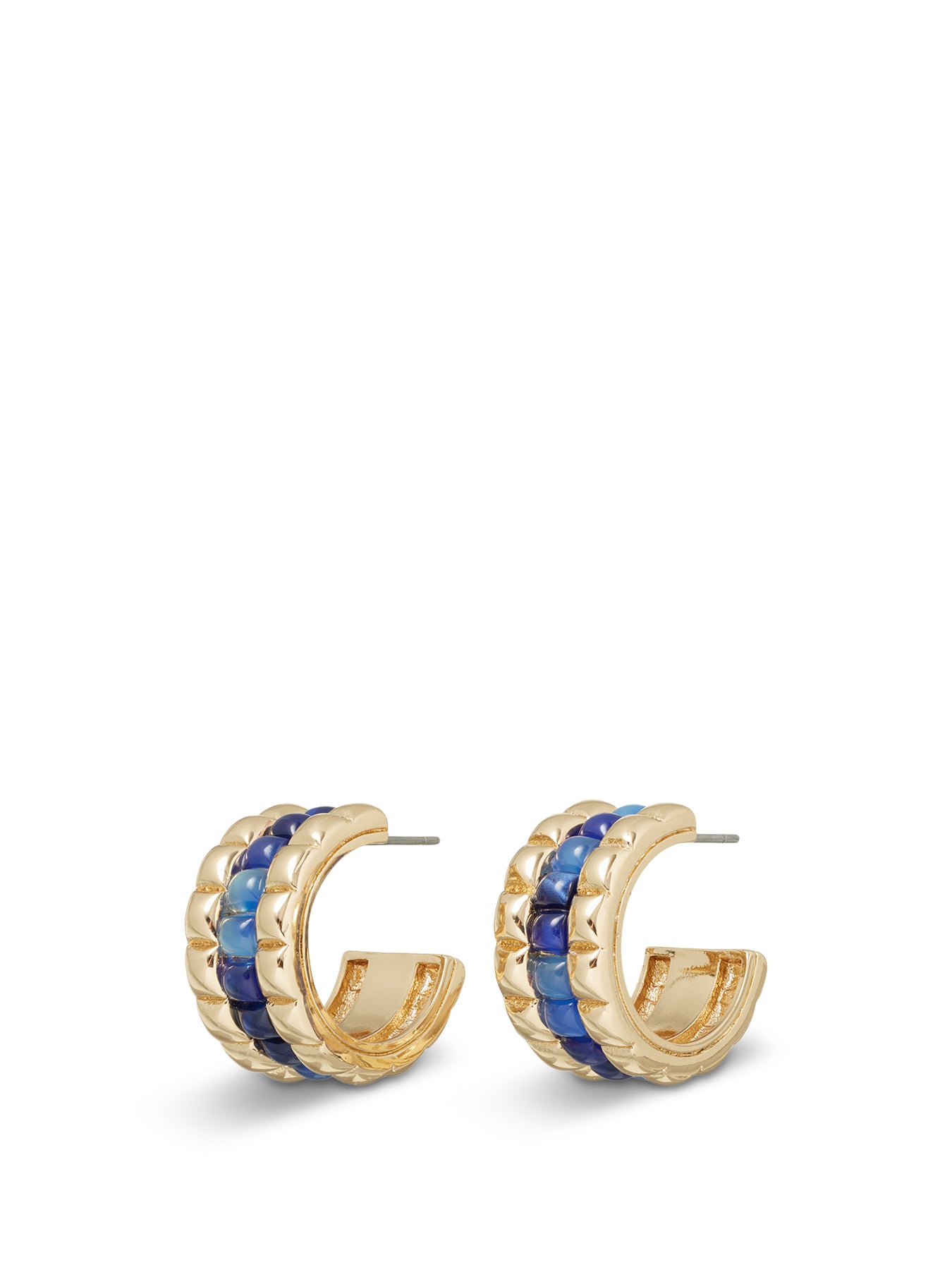 The Puffy Stud Hoop In Lapis Gold
