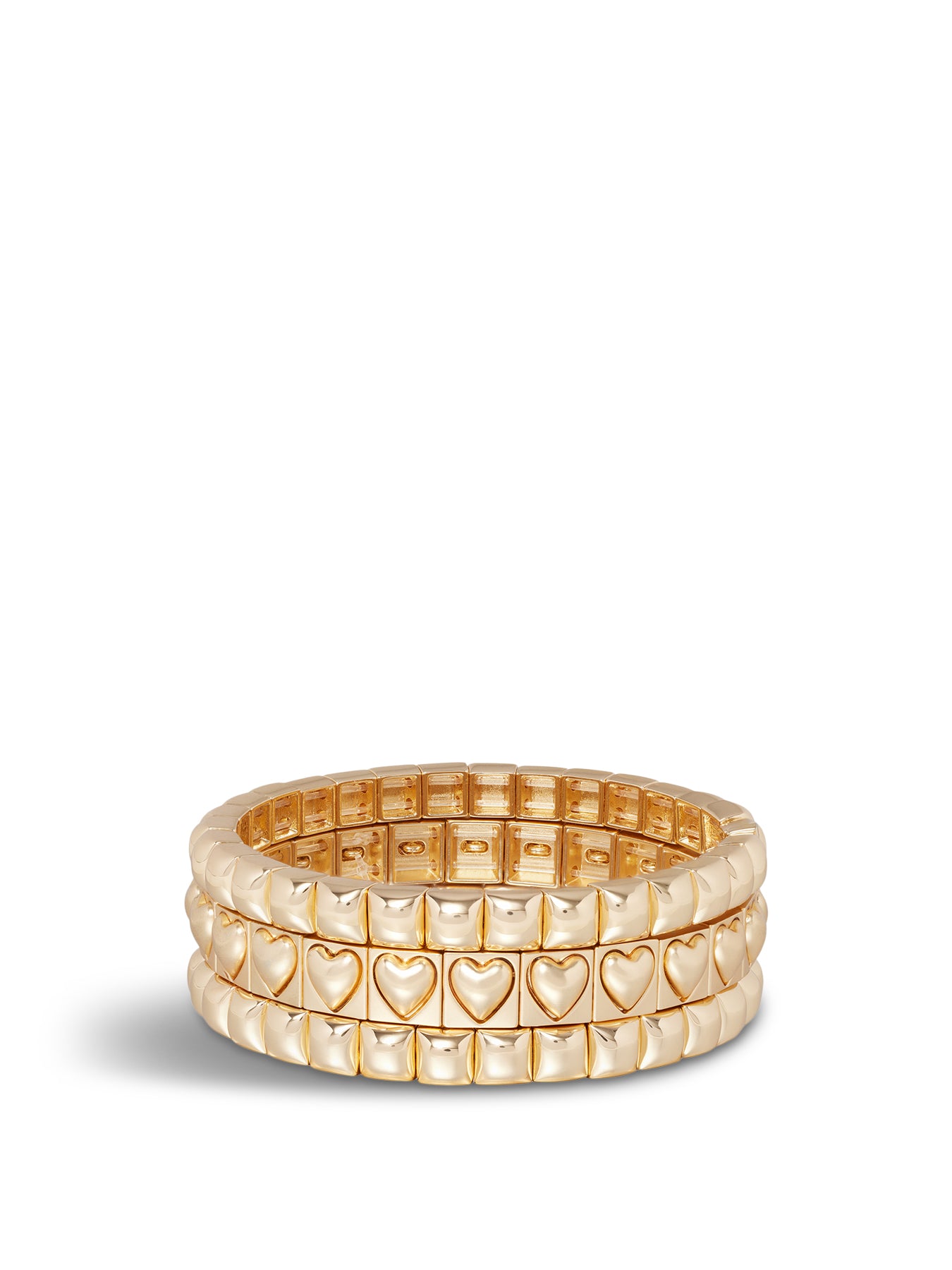 The Puffy Heart Stud Bracelet Trio Gold