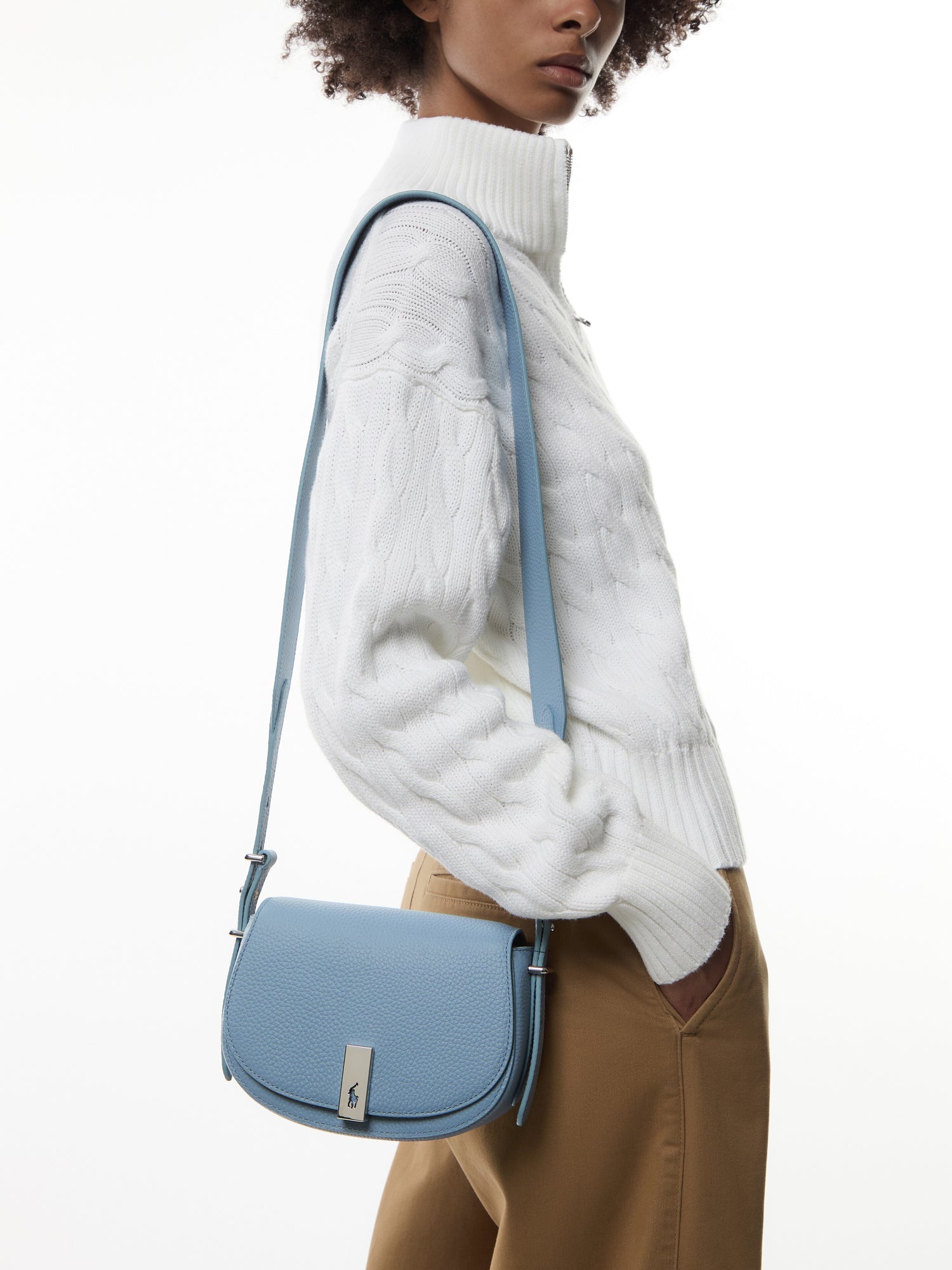 Shiny Drum Pebble Saddle Crossbody
