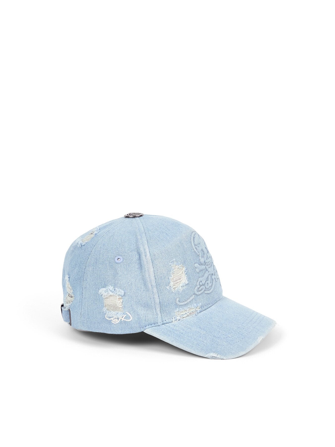 DENIM EMBOSSED SKULL 5 PANEL CAP