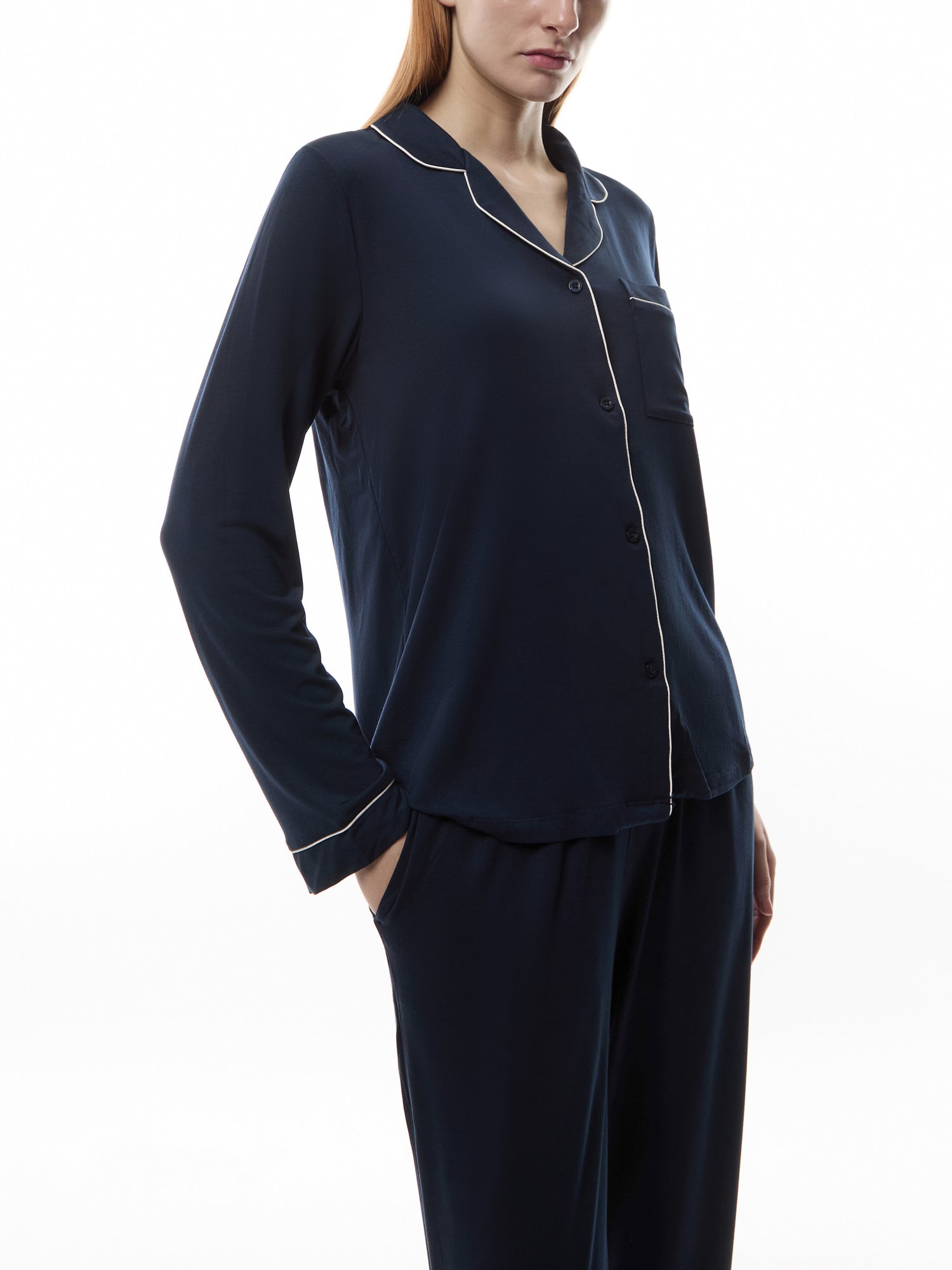 Modal Button Up Long Pyjama Set