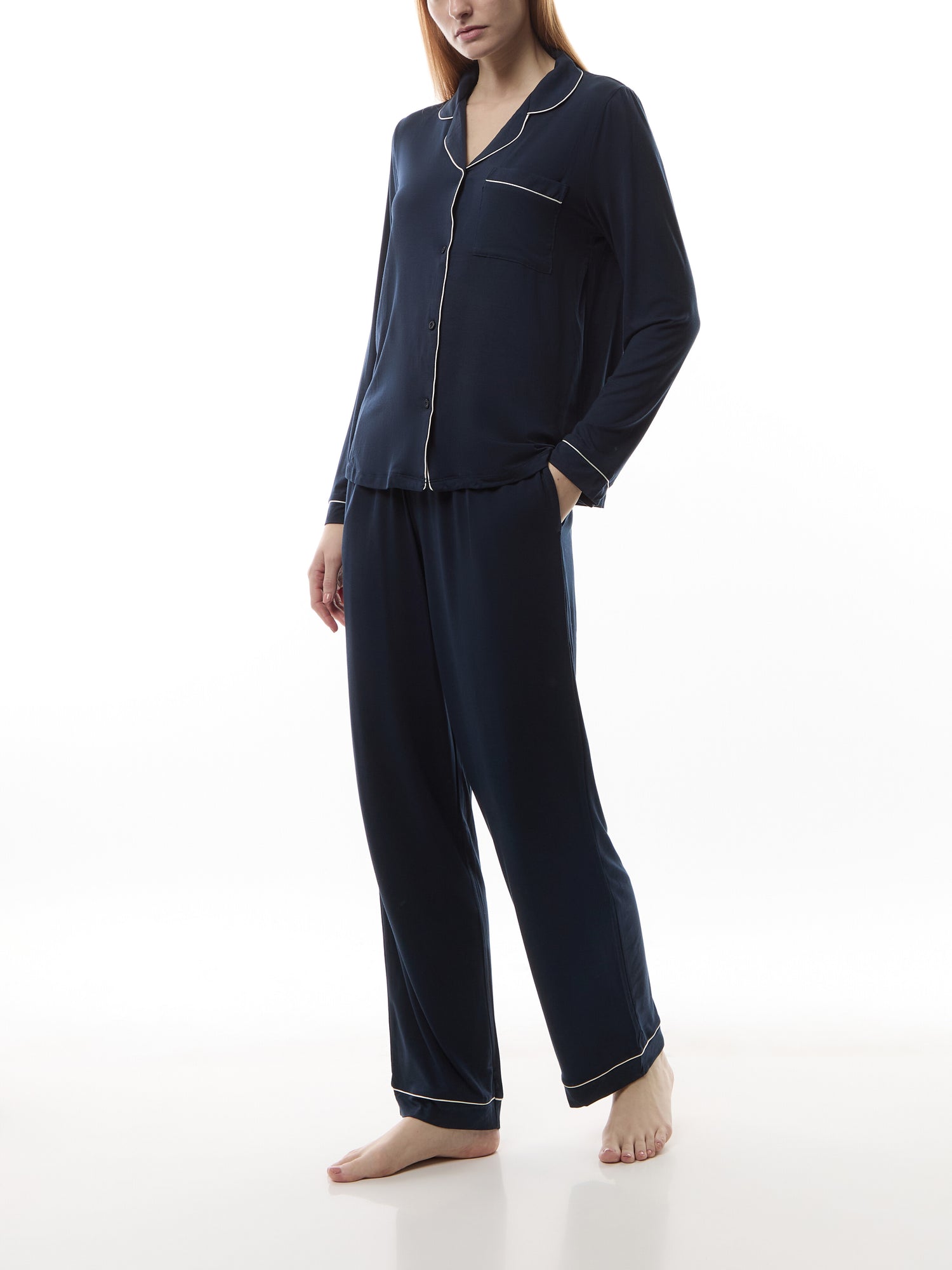 Modal Button Up Long Pyjama Set